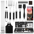 Kaluns Grilling Accessories, Dad Gifts for Fathers Day, Grilling Gifts, Heavy Duty Stainless Steel BBQ Tool Set for Outdoor Grill with Aluminum Case and Apron, Birthday Gifts for Men Women