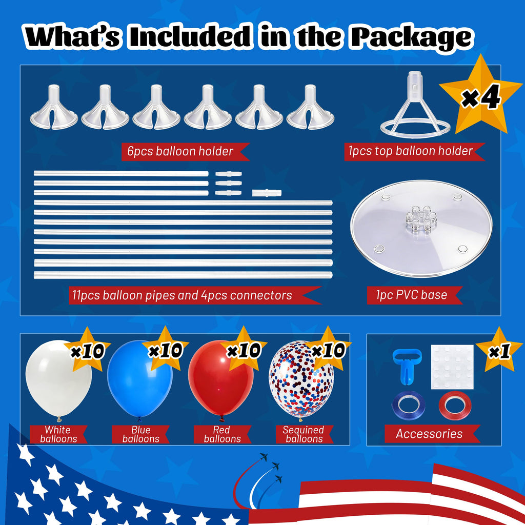 JOYYPOP 80 PCS Red White and Blue Balloons 12 Inch Patriotic Balloons with Confetti Balloons for 4th of July Decorations Independence Day 250 Anniversary Birthday Party Supplies