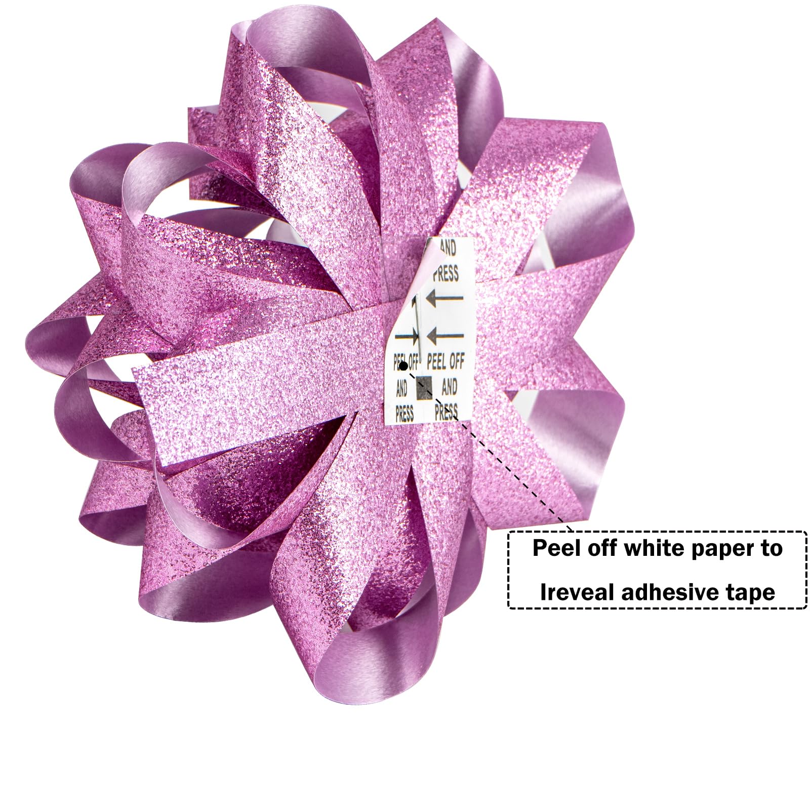 WRAPAHOLIC 14 Pcs Gift Bows Assortment - 12 Multi Colored Assorted Size Gift Bows (Purple, Pink, White, Rose Gold, Silver) and 2 Crimped Curling Ribbons, Perfect for Christmas, Holiday, Party