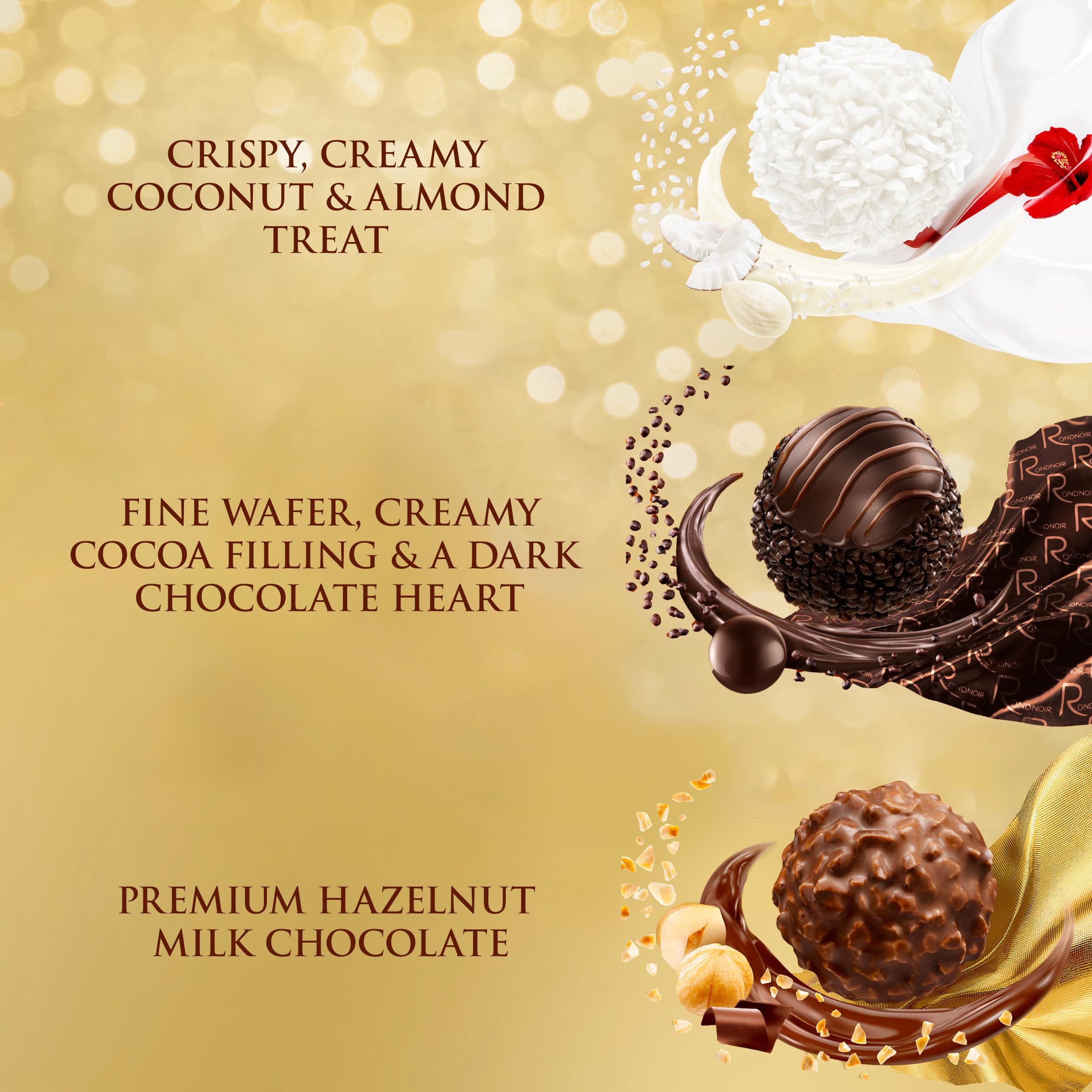 Ferrero Collection, Premium Assorted, Hazelnut, Dark Chocolate and Coconut, 48 Count Premium Treats, 6.1 oz