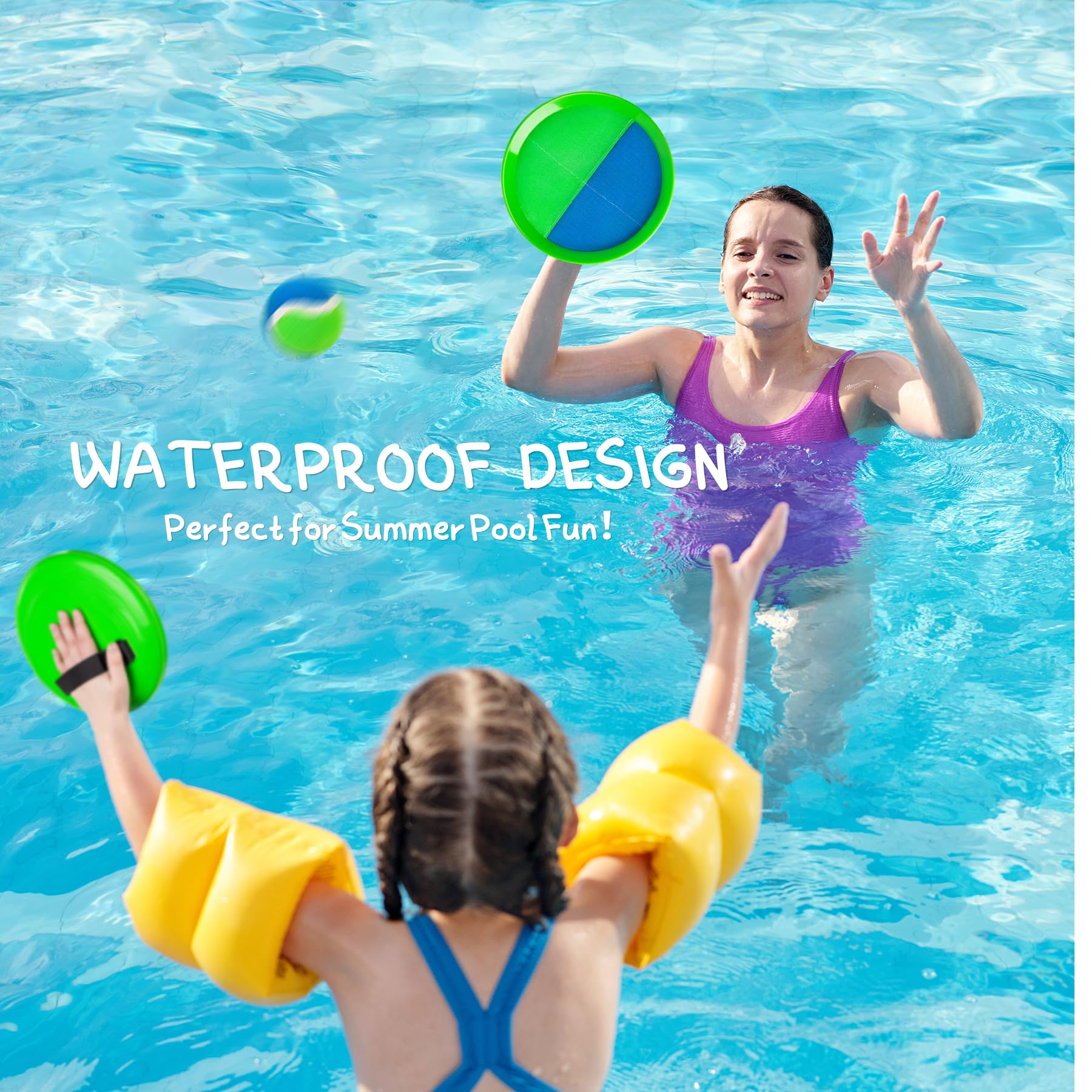 TEILLNET Toss and Catch Ball Set Upgraded - Kids Toys Beach Toys Baseball Games - Sturdy & Water-Resistant for Outdoor Pool Yard Games - Classic Gift for Boys Girls 3 4 5 6 7 8 9 10 11 12+ Years