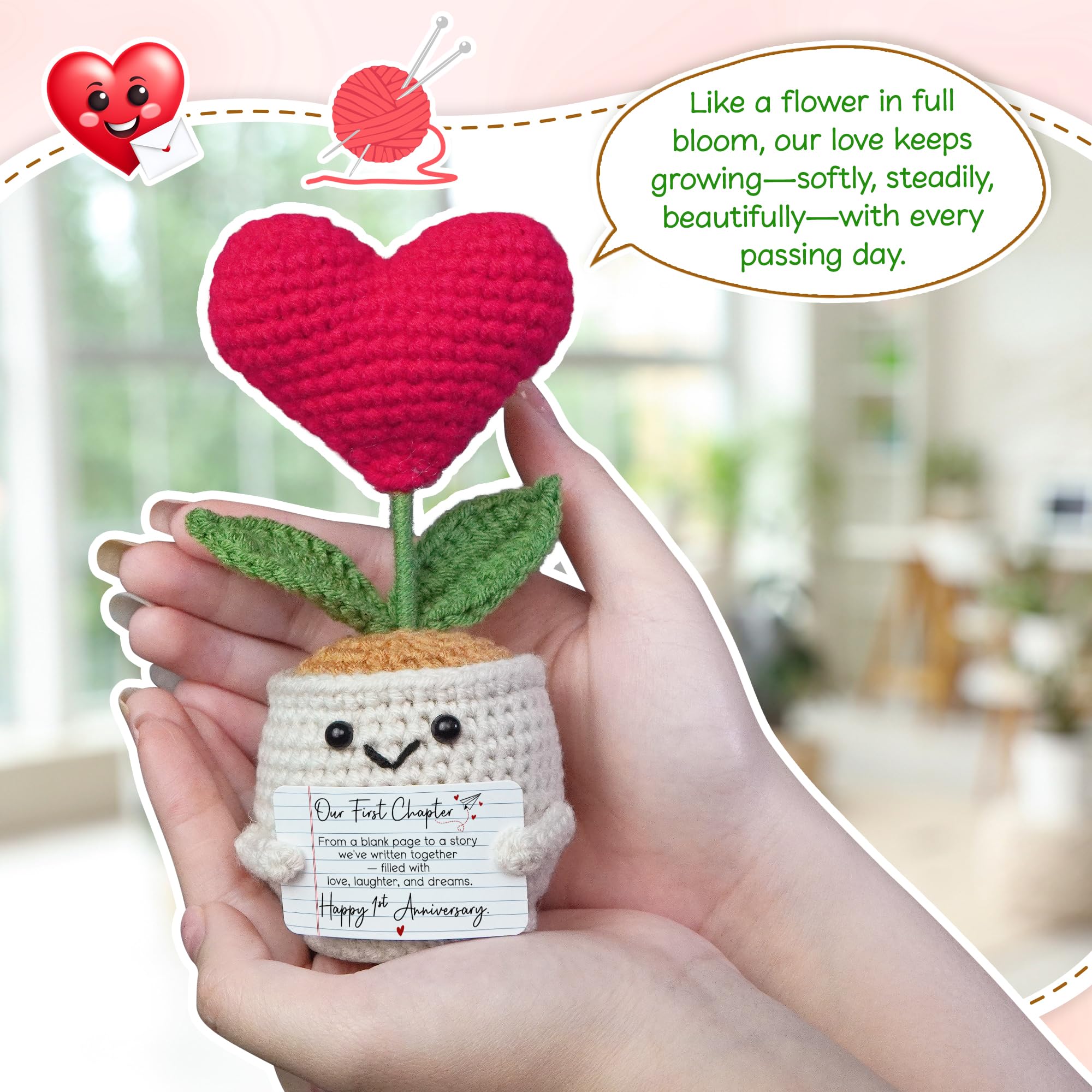 OASSIE Anniversary Couple Gifts for Women Men - Positive Penguin Couple Crochet with Card - Mothers Day Birthday Anniversary Wedding Gifts for Wife Husband Him Her Couples Boyfriend Girlfriend