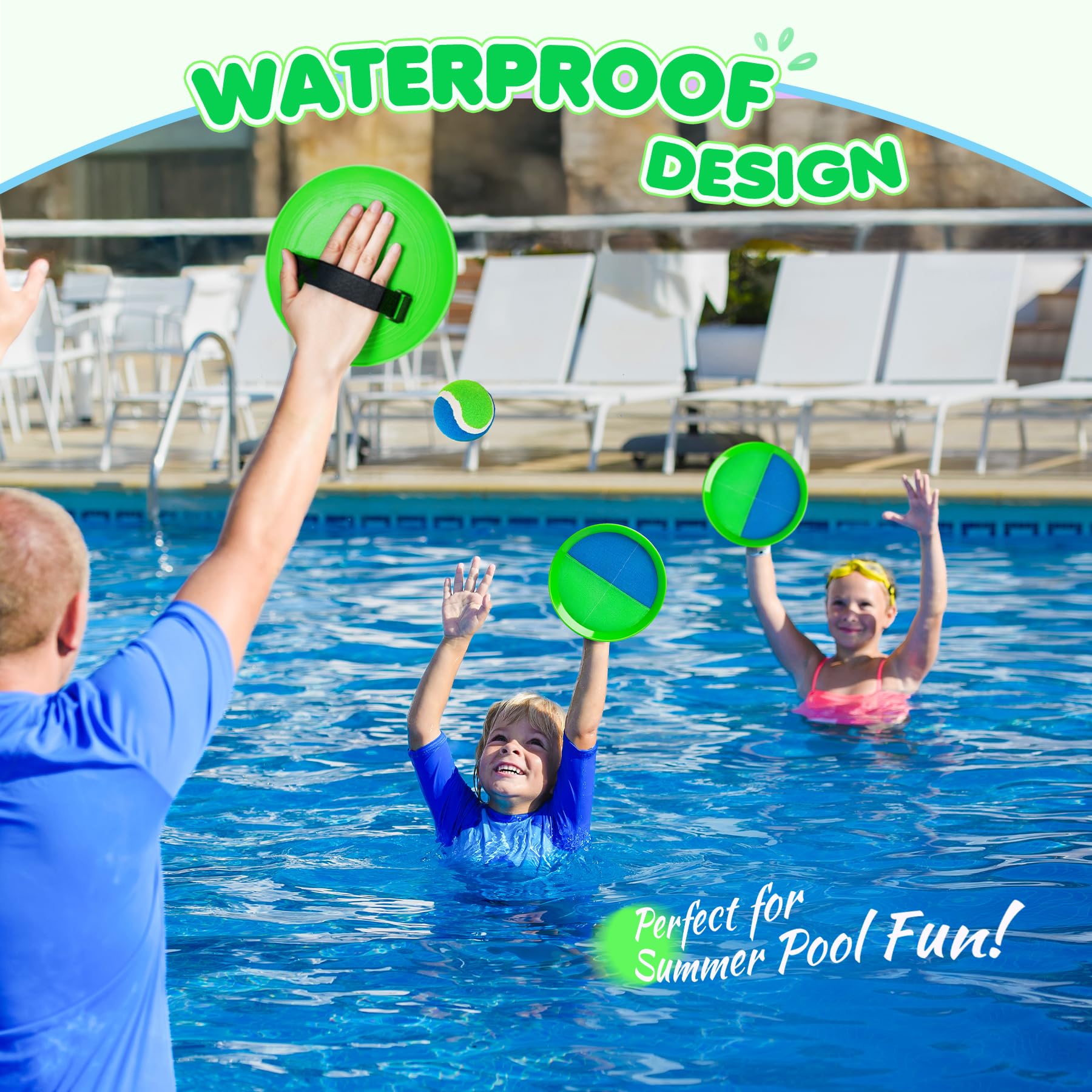TEILLNET Toss and Catch Ball Set Upgraded - Kids Toys Beach Toys Baseball Games - Sturdy & Water-Resistant for Outdoor Pool Yard Games - Classic Gift for Boys Girls 3 4 5 6 7 8 9 10 11 12+ Years