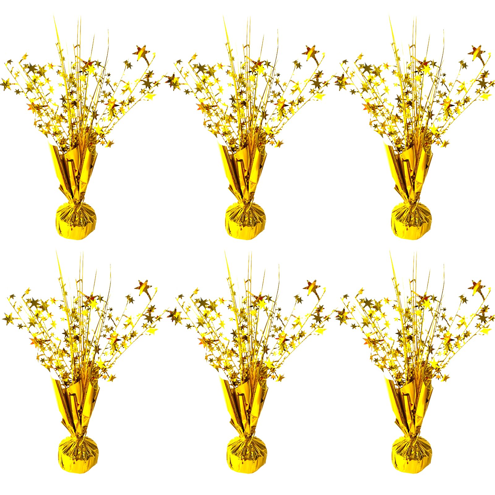 FUBININA 6 Pack Metallic Foil Spray Centerpiece Star Table Decoration Burst Table Centerpieces for Birthday New Years Nye Wedding Anniversary Graduation Holiday Party Supplies Decor, Gold