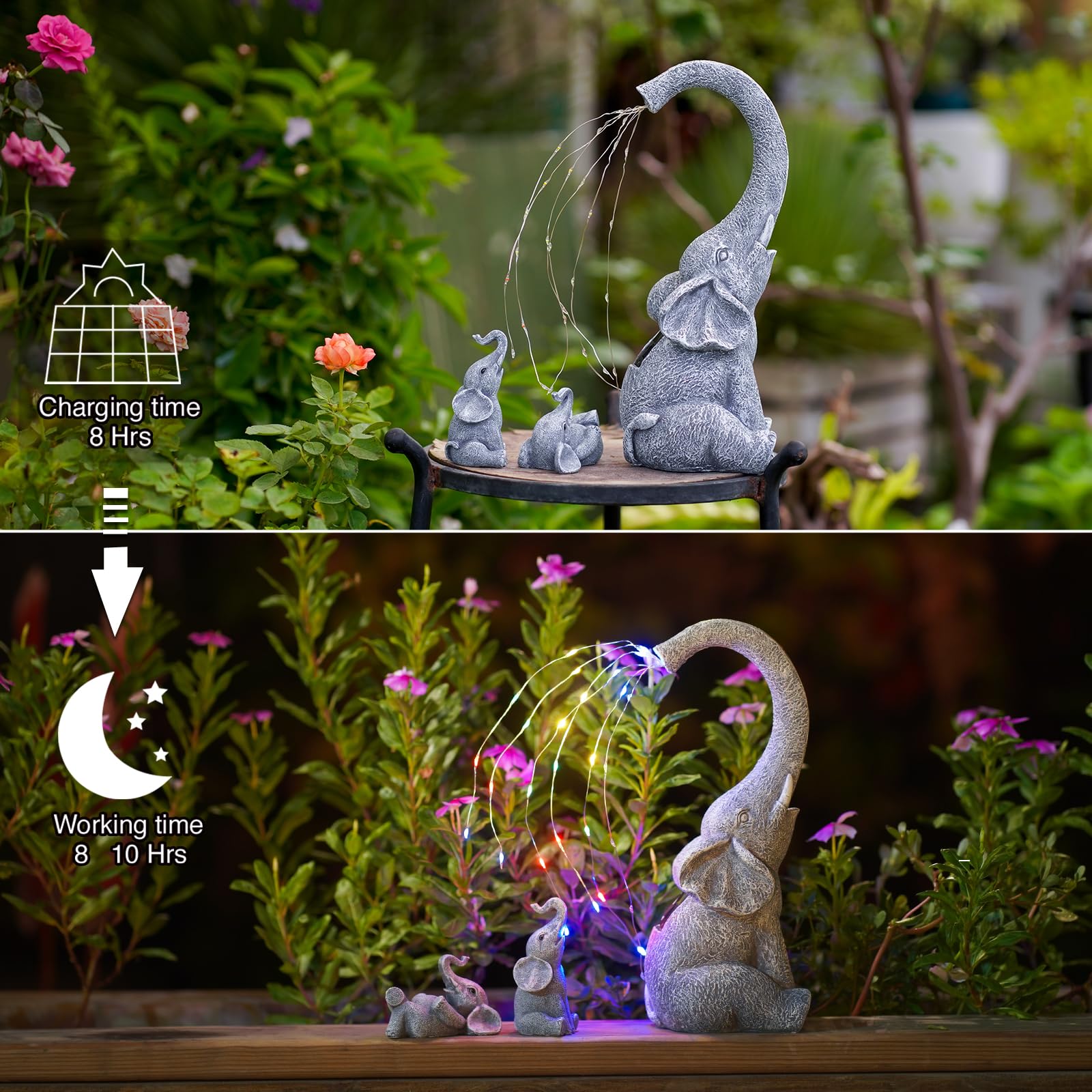 Goodeco Elephant Statue for Garden Decor with Gift Appeal - Ideal Gifts for Women, Mom or Birthdays, Beautifully Crafted Outdoor & Home Decor to Wow Your Guests (11" Elephant)