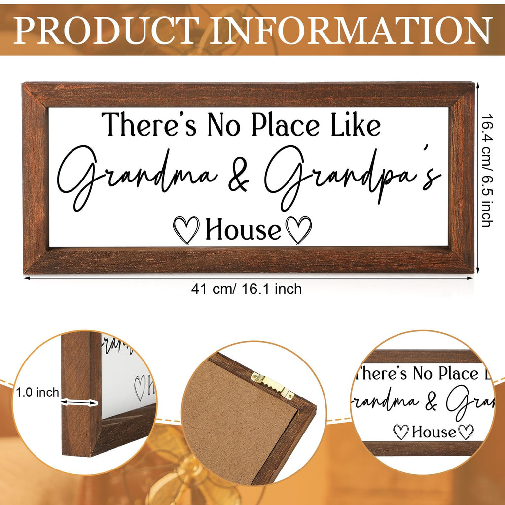 Yousoontic Grandparents Gift from Grandkids There's No Place Like Grandma & Grandpa's House Wooden Sign Farmhouse Home Decor for Birthday Christmas Thanksgiving Gift(Dark Brown,11.8 Inch)