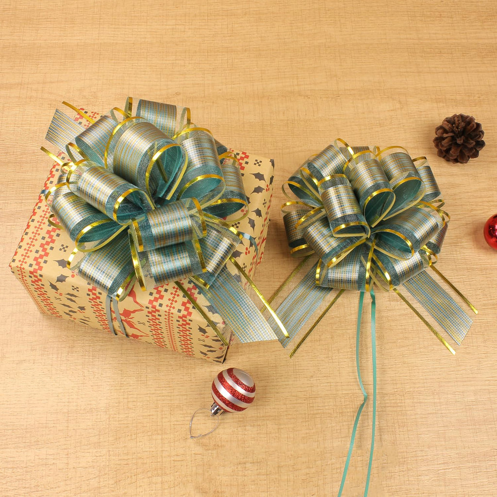6 PCS Large Pull Bows, Gift Wrapping Bows, Gift Wrapping Ribbon Pull Bows Gift Bows for Wedding, Birthday, Christmas, Valentine's Day, Gift Baskets, Party, Presents Decor, Holiday Decor (Blue)