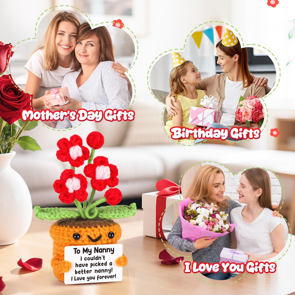 Agantree art Grandma Gifts for Grandma Birthday from Granddaughter Grandson – I Love You Crochet Flower Decor Grandparents Day Christmas for Great Grandma Gigi Nana