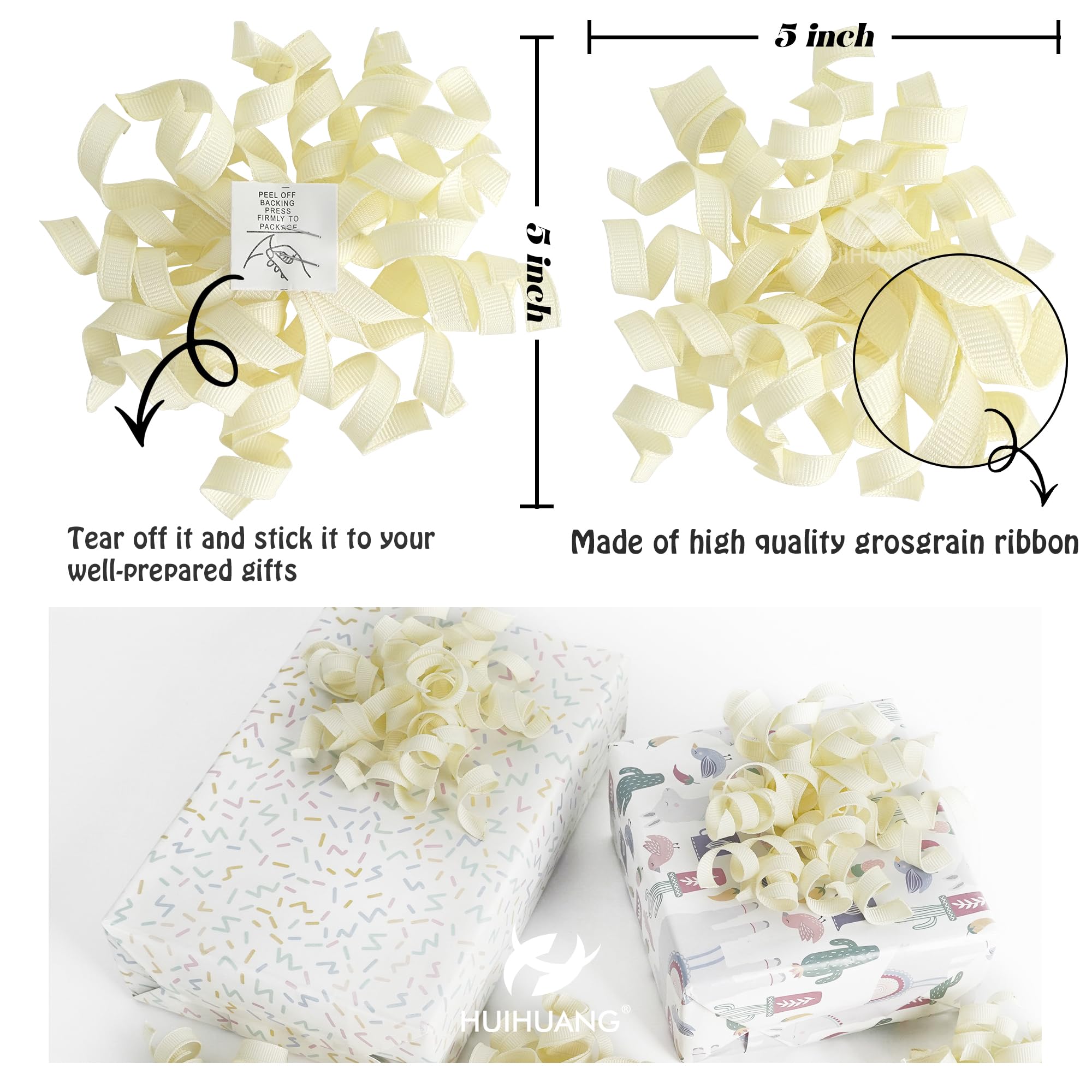 HUIHUANG Green Curly Gift Bows Self Adhesive Sage Green Burst Gift Bow for Gift Wrapping, Birthday, Wedding Baby Shower Party Favors, Wine Bottle, Treat Bags- 6 Counts