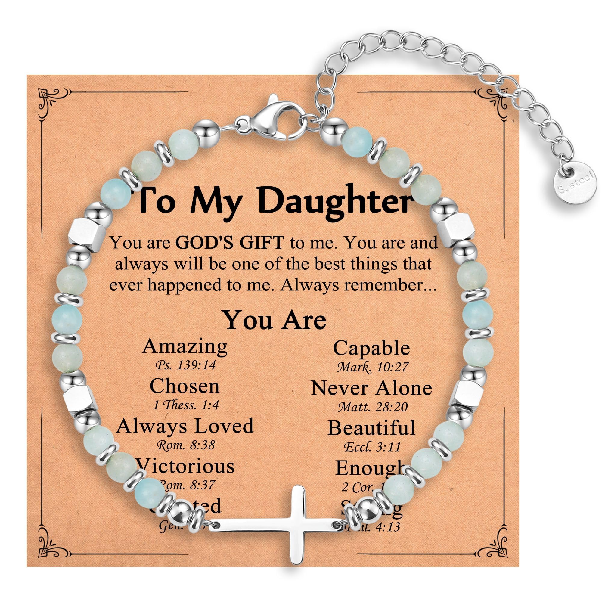 Religious Cross Bracelet for Women Girls, Christian Gifts for Daughter Granddaughter Sister in Christ Friend Niece on Birthday Christmas Easter Valentines Day Graduation