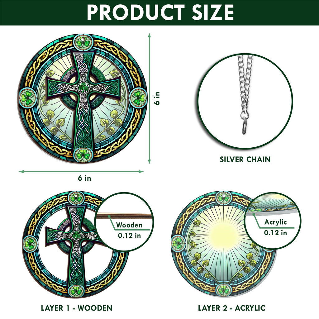 FLAGWIX St Patricks Day Decorations - Hanging Suncatcher 6 in, Shamrock St Patricks Day Decorations, Irish Suncatcher for Home Garden Decor - Irish Gifts for Women Men, Spiritual Gifts for Mom Grandma