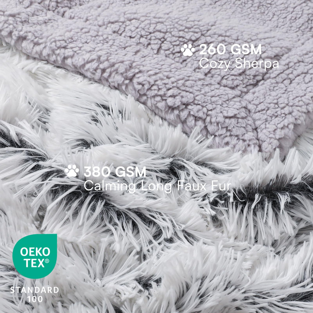 Luciphia Large Waterproof Dog Blanket for Pet Washable Liquid Proof Bed Intimacy Protection Shaggy Plush Calming Long Faux Fur Couch Cover Calming Cat Throw Blankets, Tie-dye Grey, 50" x 60"