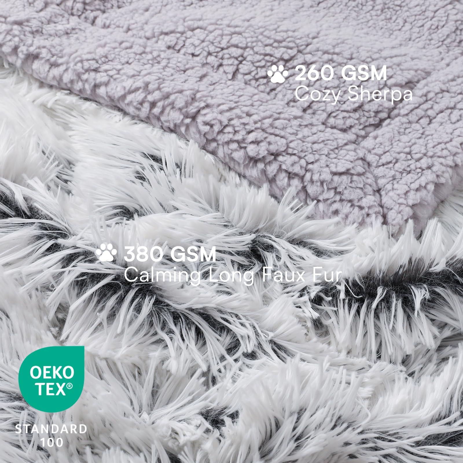 Luciphia Large Waterproof Dog Blanket for Pet Washable Liquid Proof Bed Intimacy Protection Shaggy Plush Calming Long Faux Fur Couch Cover Calming Cat Throw Blankets, Tie-dye Grey, 50" x 60"