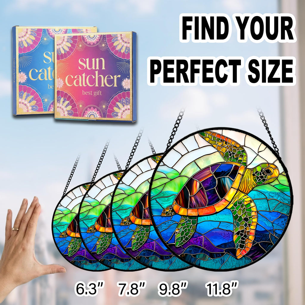 Birthday Gifts for Women - Beach Shell Faux Stained Glass Window Hanging Sun Catcher for Door Garden Acrylic Ocean Decor Mother's Day Christmas for Mom Men Nana Grandma Sisters 6.3"
