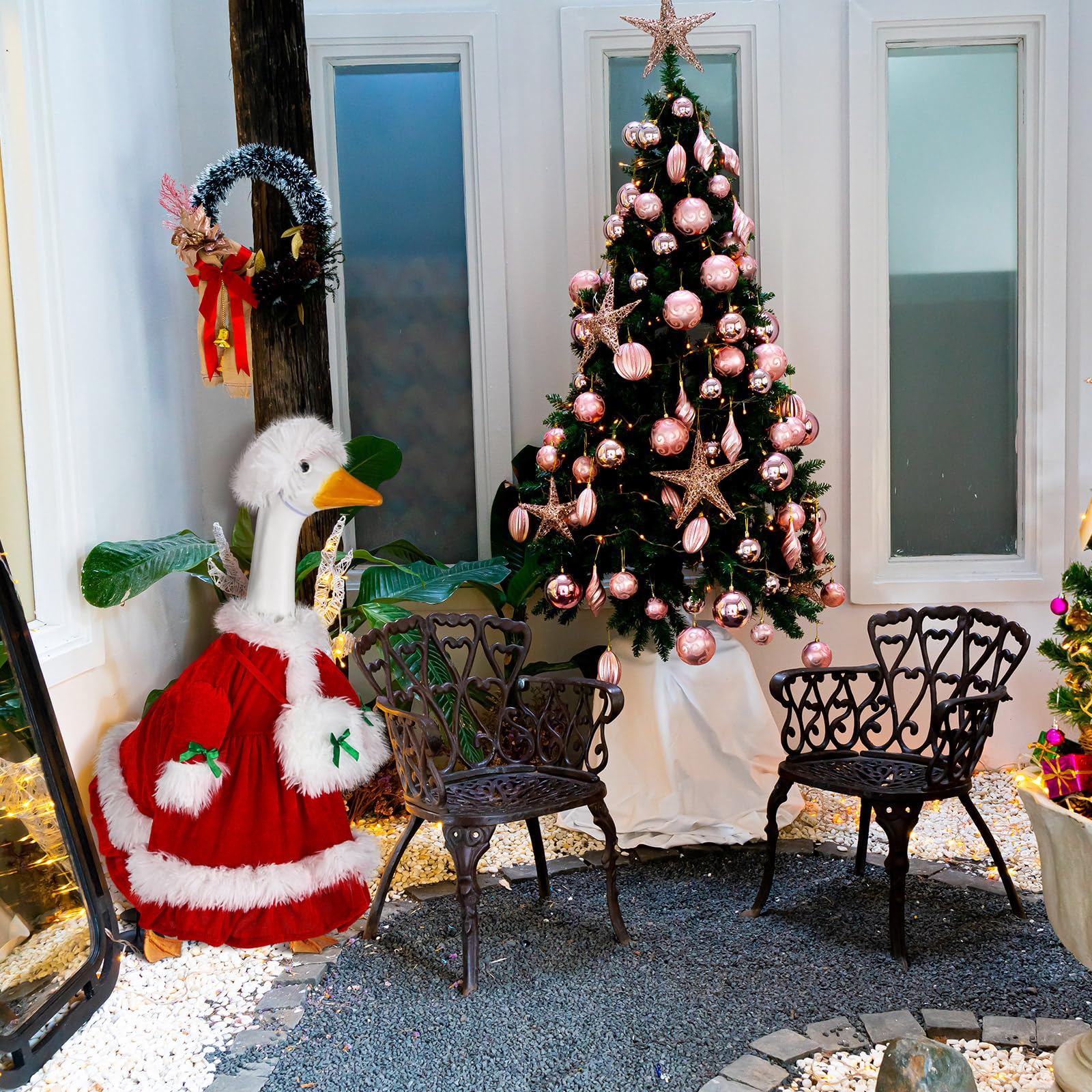 Suzile Fall Maple Porch Goose Outfit Autumn Goose Clothes for 23 Inch Cement or Plastic Geese Costume for Yard Lawn Outdoor Garden Patio Concrete Duck Statue Dress Thanksgiving Party Holiday Decor