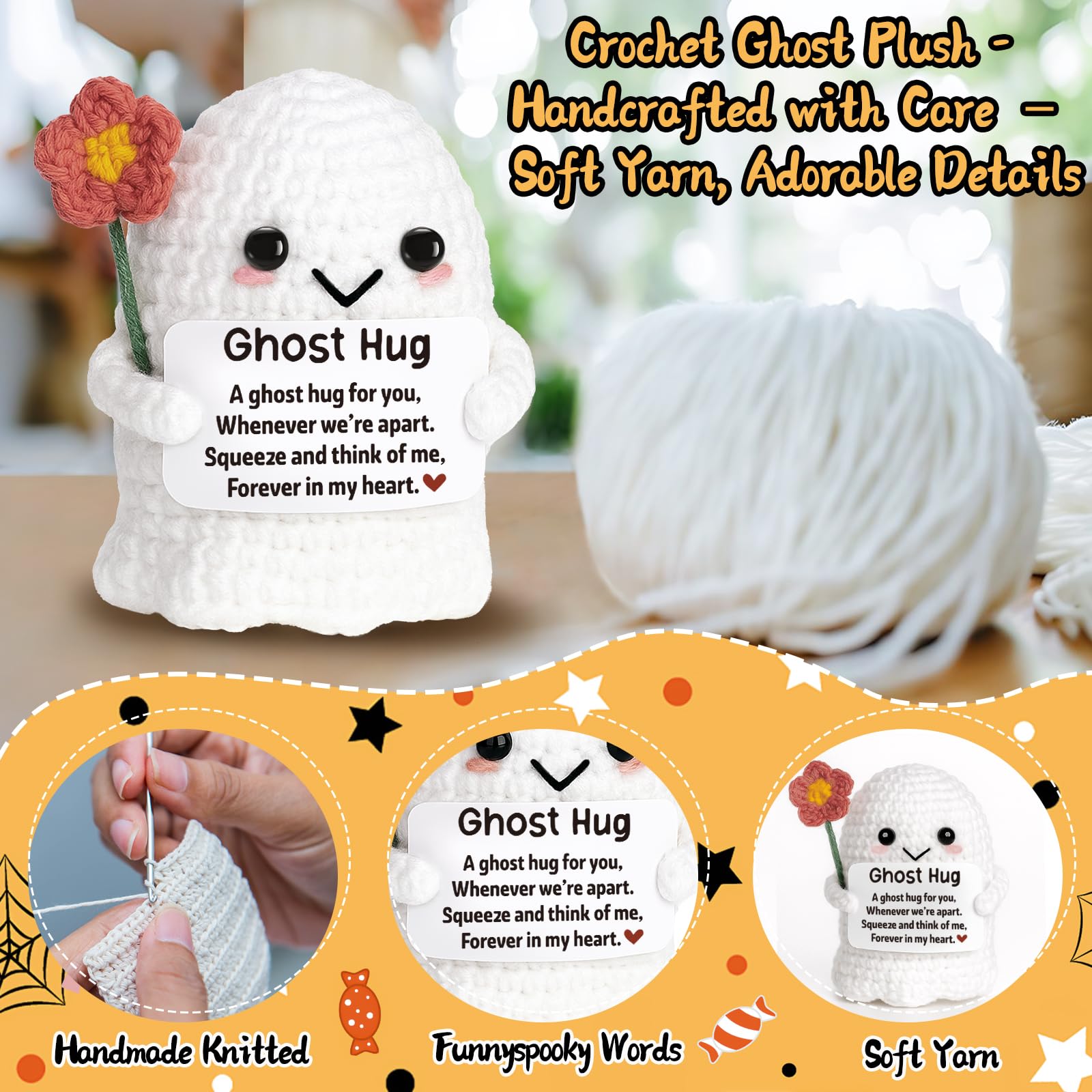 You're My Boo Crochet Ghost - Anniversary Love Birthday Gifts for Women Men Her Him Boyfriend Girlfriend, Fathers Day Card for Husband from Wife - Holiday Stuffers for Halloween Valentine Christmas