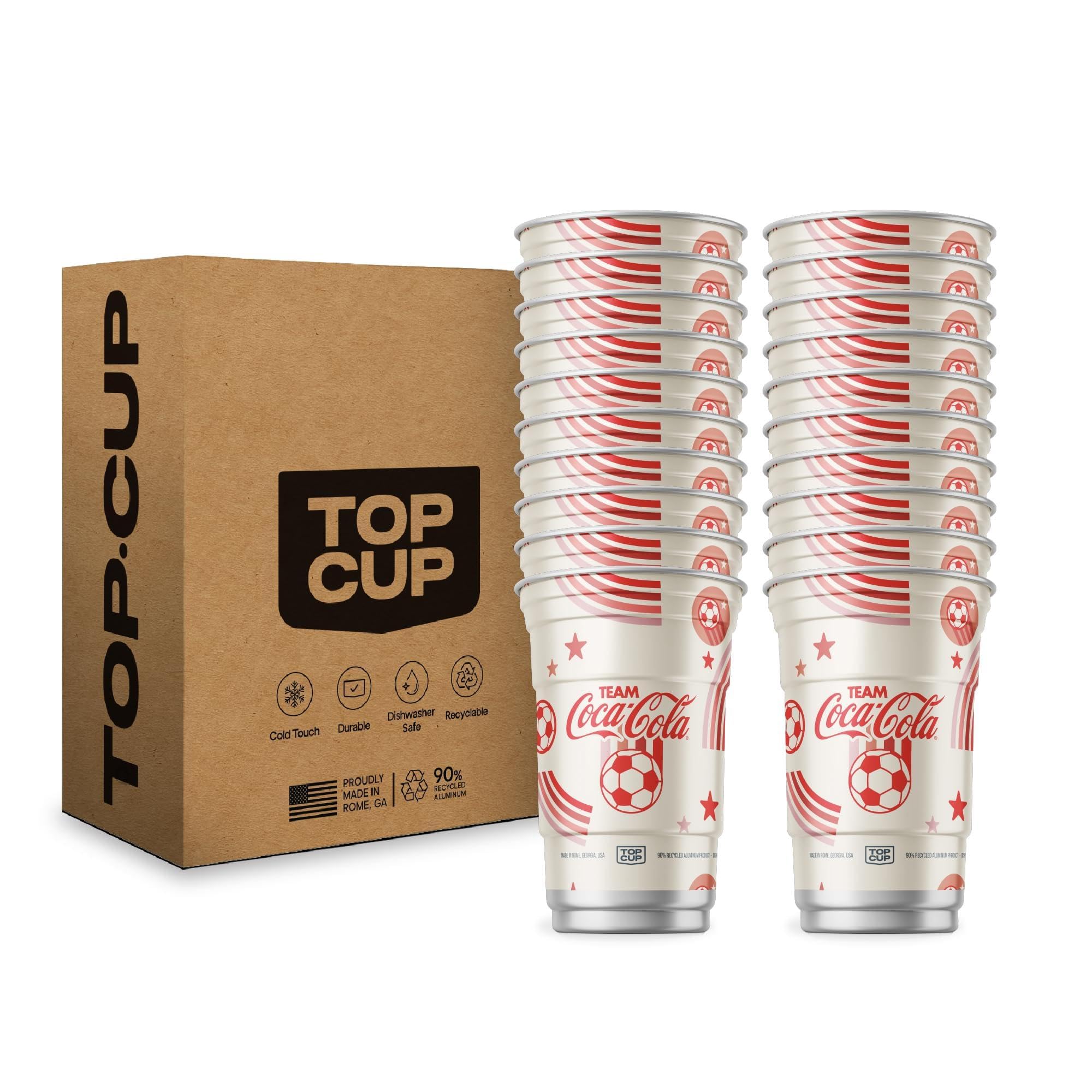 Top Cup America's 250th Birthday 20 oz Reusable Aluminum Party Cups 20 Count | Durable, Reusable & Recyclable, Made in USA