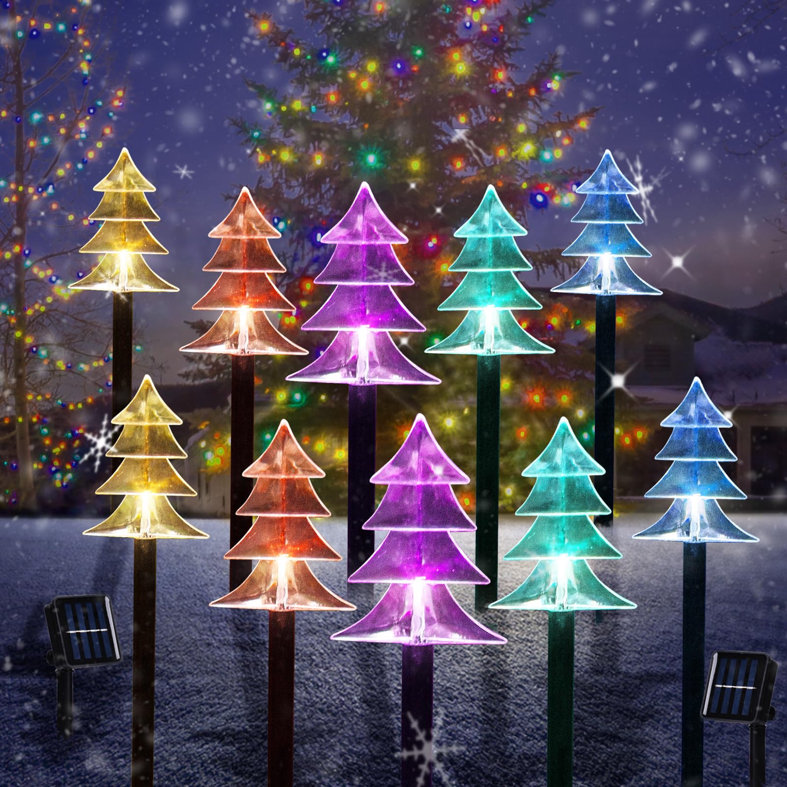 Outdoor Christmas Decorations, Solar Christmas Pathway Lights, Set of 5 Waterproof Landscape LED Lights for Yard Lawn Patio Walkway Decor