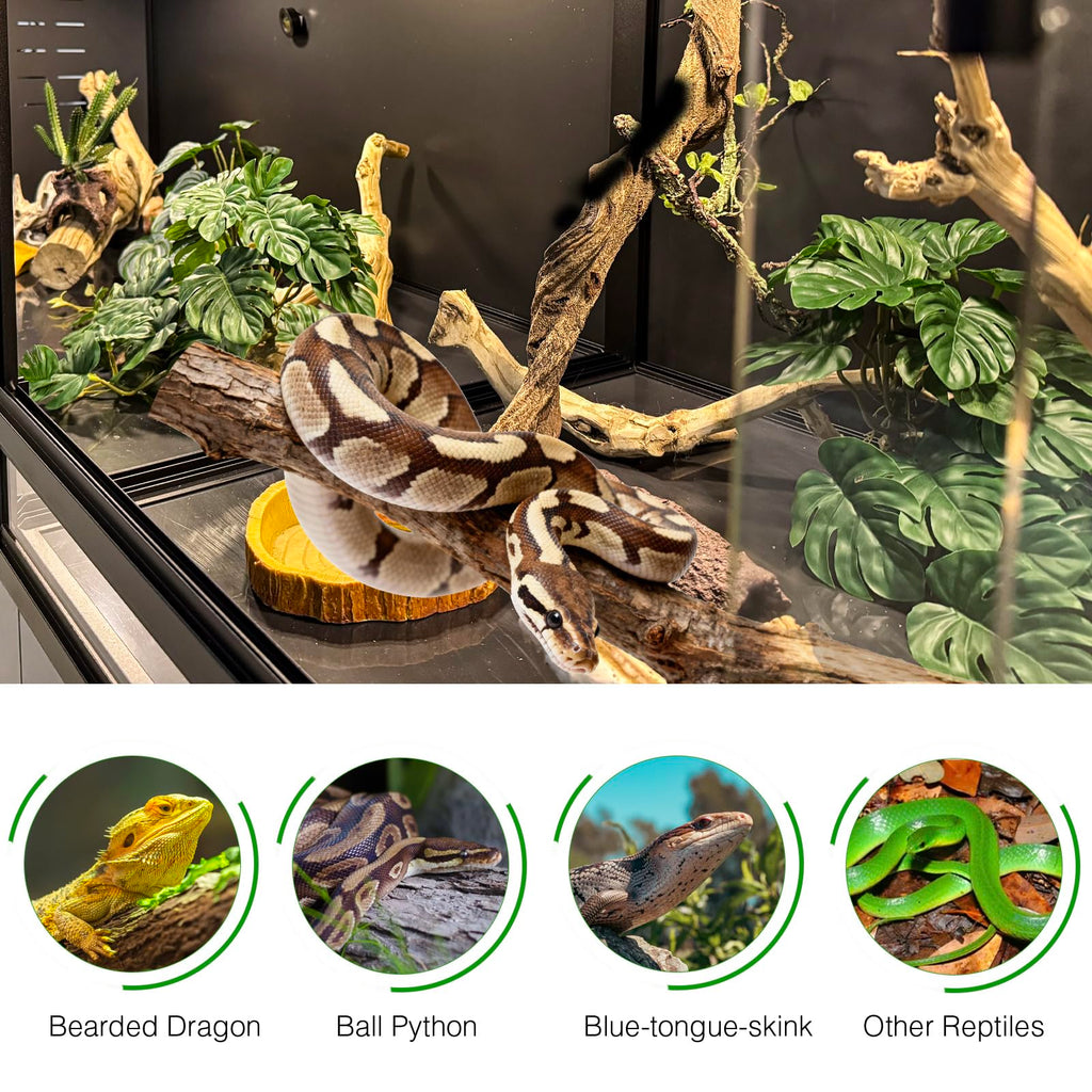 PVC Reptile Enclosure 3 Tier 40"x16"x16" with Spacers, 44 Gallon Reptile Tank Habitat, Space Saving Stackable Reptile Terrarium for Bearded Dragon Gecko Snake Lizard, Sliding Glass Doors Lock