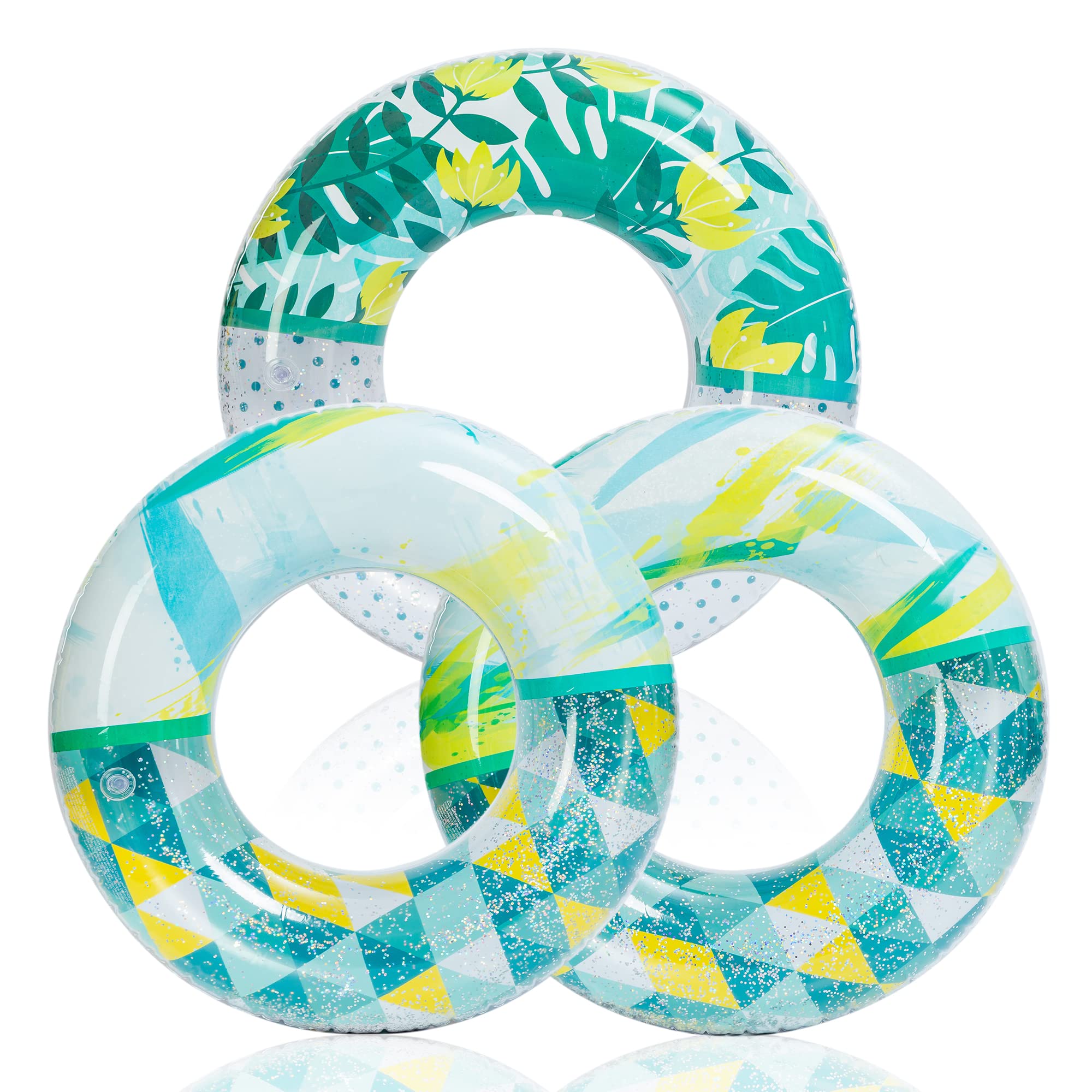 JOYIN Inflatable Swim Tube Raft (3 pack) with Summer Fruits Painting, Pool Toys for Swimming Pool Party Decorations