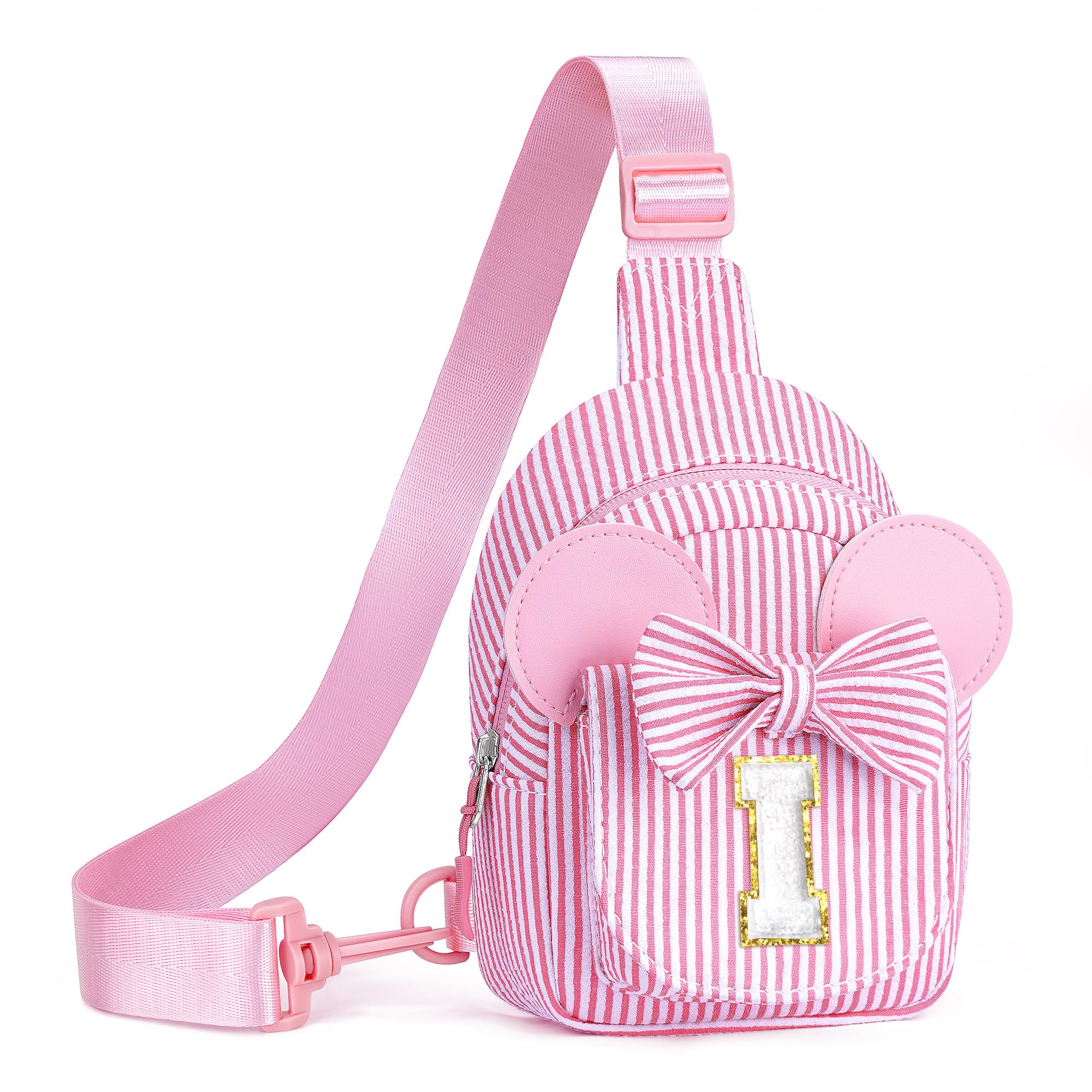 Birthday Gifts for Girls Kids, Personalized Small Initial Pink Sling Bag for Kid Girls | Small Initial Monogram Fanny Packs Crossbody Bag Purse for Girl Kid Year Old Birthday Gifts (Pink A)