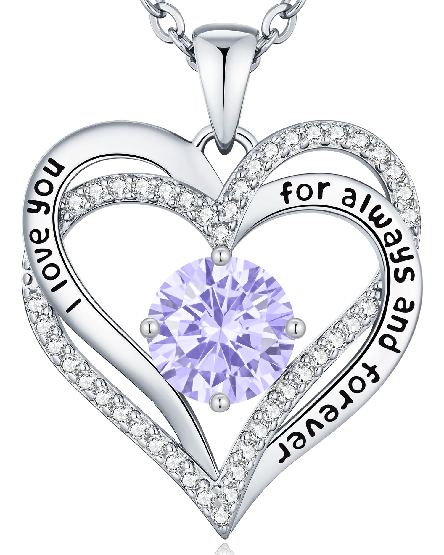 CDE Forever Love Heart Necklaces for Women, Wedding Anniversary, Valentine's，Birthday Mothers Christmas Day Gifts for Mom, Mother, Wife, S925 Silver Jewelry with Birthstone Pendant