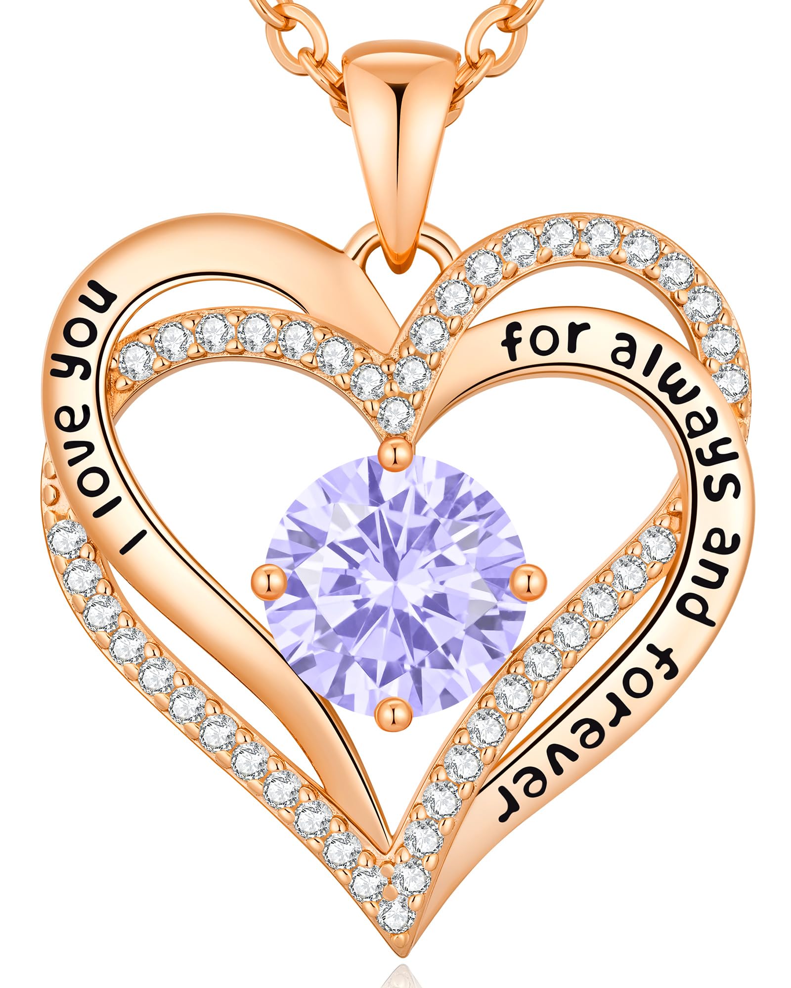 CDE Forever Love Heart Necklaces for Women, Wedding Anniversary, Valentine's，Birthday Mothers Christmas Day Gifts for Mom, Mother, Wife, S925 Silver Jewelry with Birthstone Pendant