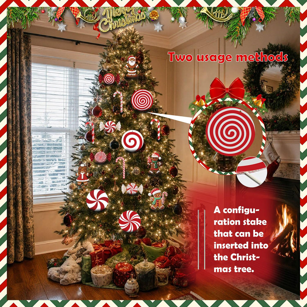 33" Christmas Decorations Outdoor Candy Christmas Decorations, 2ct Large Tall Outdoor Stake Signs 4 Interlocking PP Panels with H-Brackets Fiberglass Rods for Lawn Pathway Xmas Party