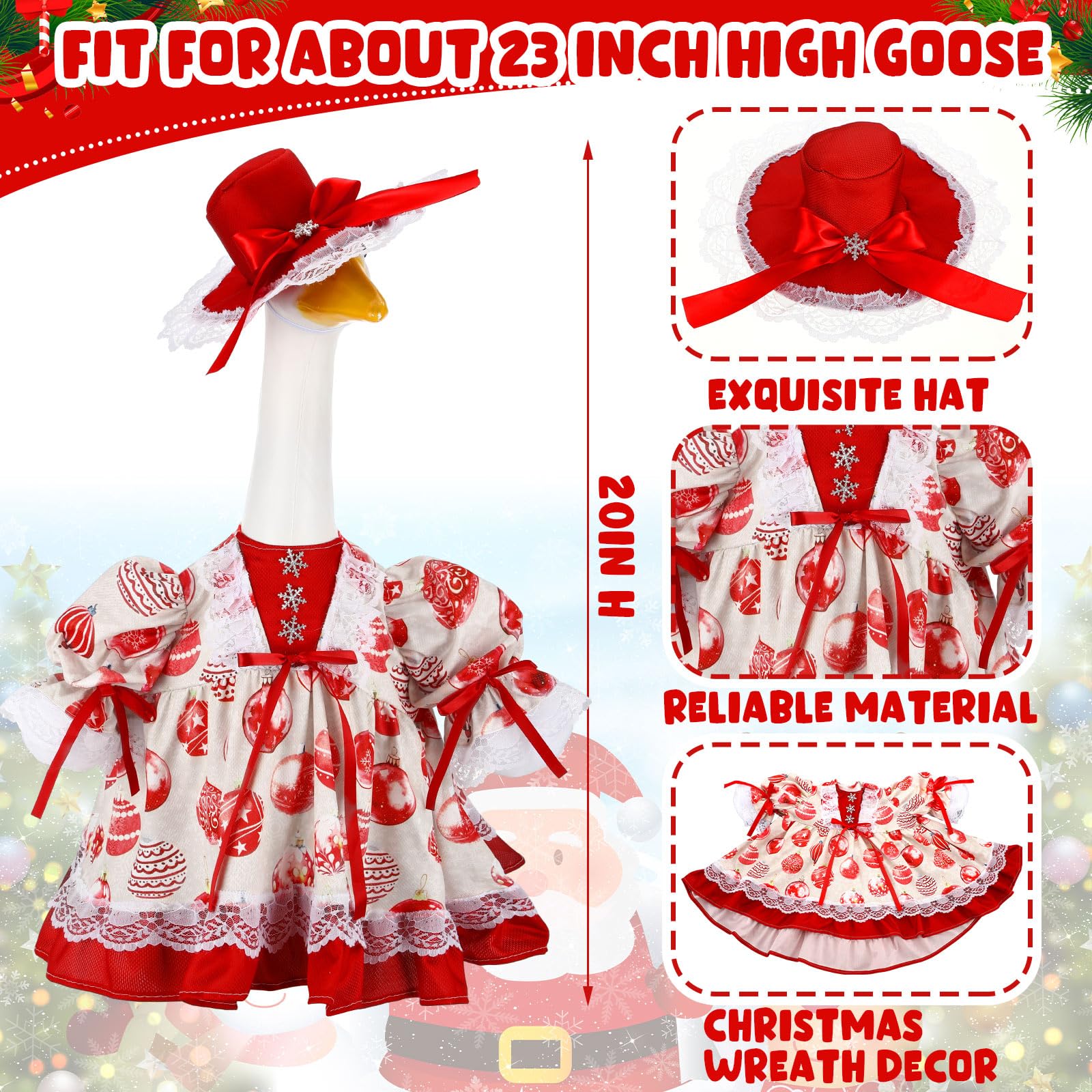 Suzile Fall Maple Porch Goose Outfit Autumn Goose Clothes for 23 Inch Cement or Plastic Geese Costume for Yard Lawn Outdoor Garden Patio Concrete Duck Statue Dress Thanksgiving Party Holiday Decor