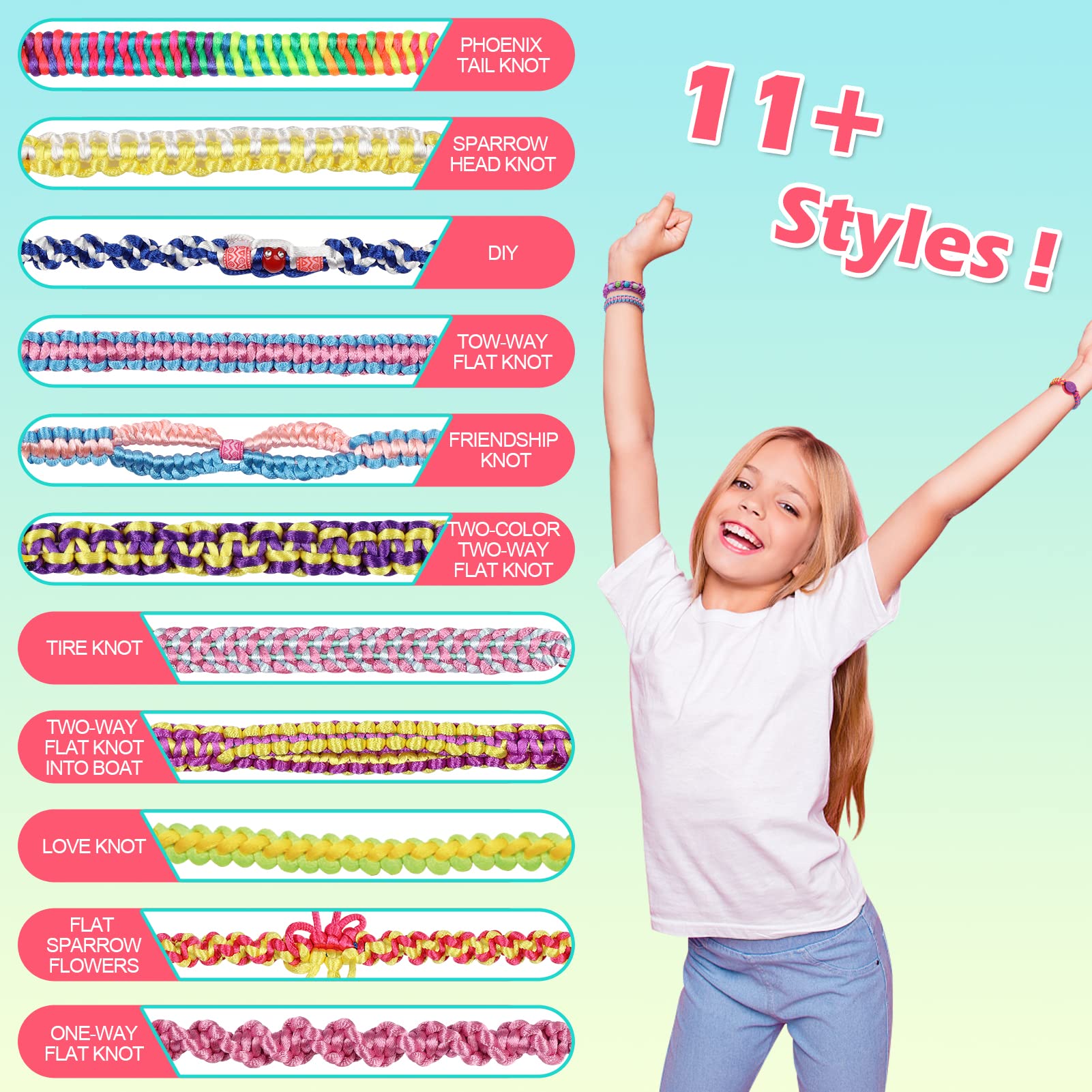 DDAI Arts and Crafts for Kids Age 8-12 Friendship Bracelet Making Kit for Girls - Best Birthday Gifts Ideas for Girl 7 9 10 11 Year Old - Popular Bracelets String Maker Toys Set