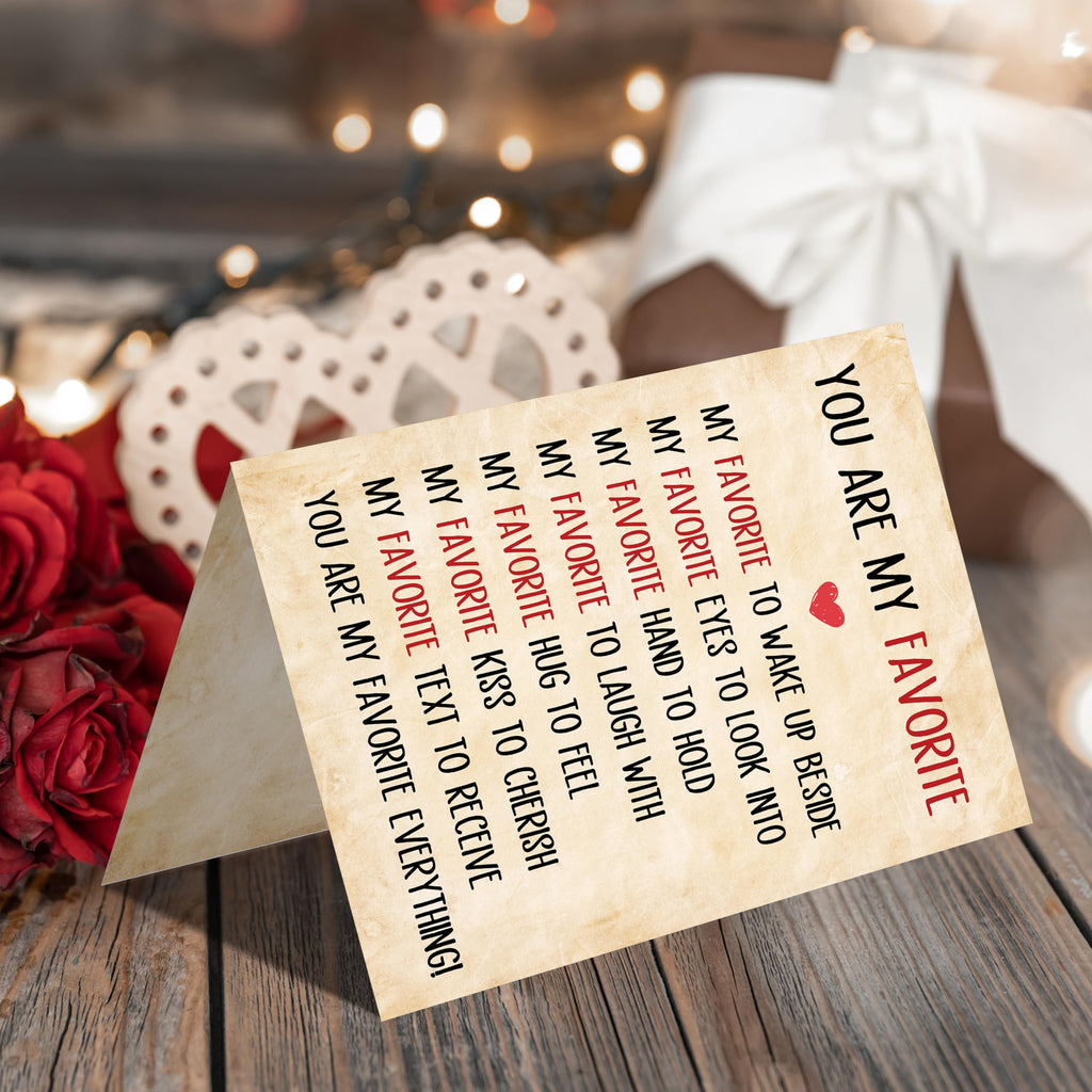 IDU Valentines Day Card,Valentines Day Cards Gifts for Him Her,Valentines Day Card for Husband Wife Boyfriend Girlfriend Fiance Fiancee Men Women - You Are My Favorite Love Note