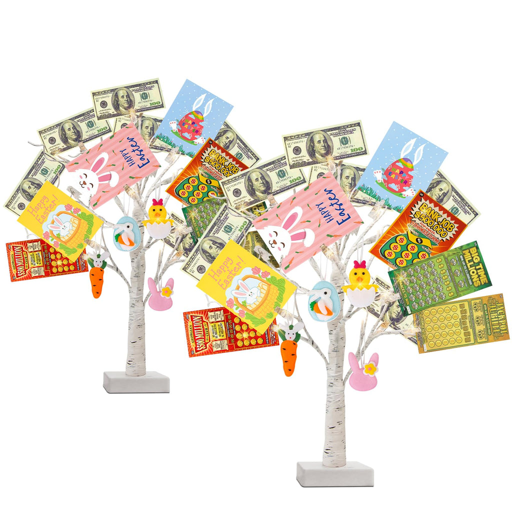 PEIDUO Home Decor, 2FT Birch Tree with LED Lights, Warm White Light up Tree Lamp, Artificial Trees for Home Table Inside, Battery Powered, Timer (2PK)