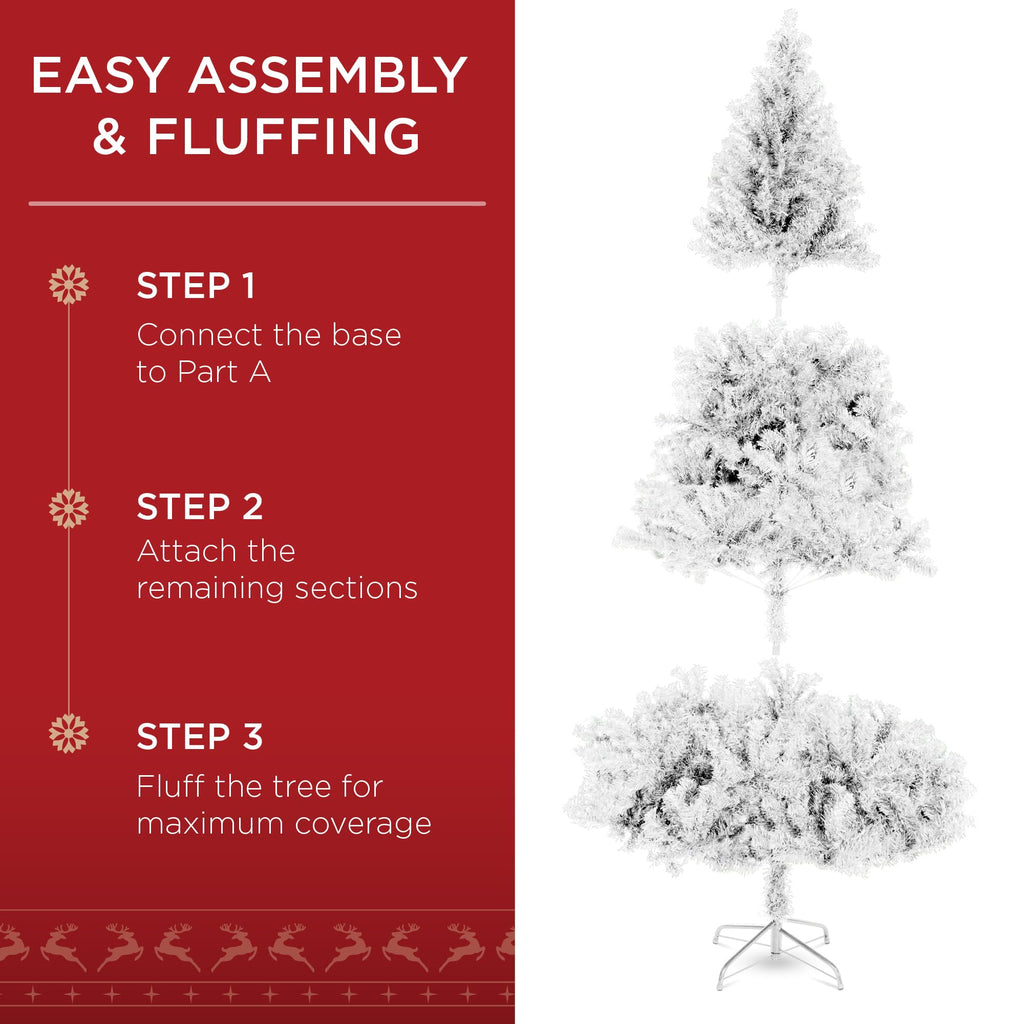 Best Choice Products Artificial Christmas Tree, 6ft Premium Unlit Hinged Design, Dense Branches Realistic Holiday Décor w/Easy Assembly, Base