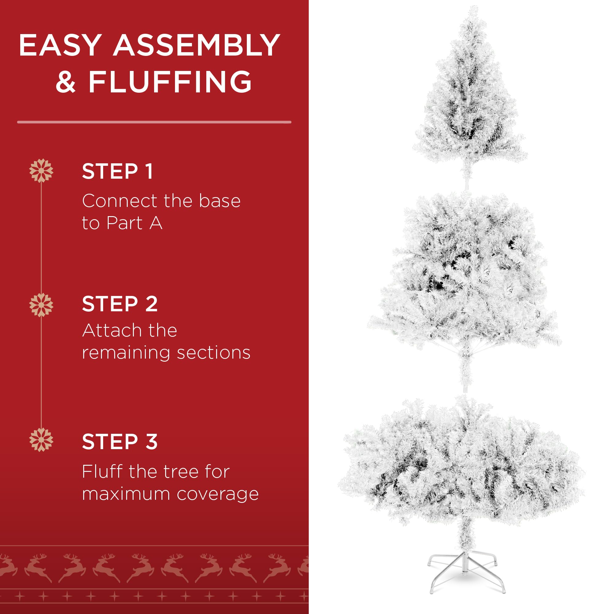 Best Choice Products Artificial Christmas Tree, 6ft Premium Unlit Hinged Design, Dense Branches Realistic Holiday Décor w/Easy Assembly, Base