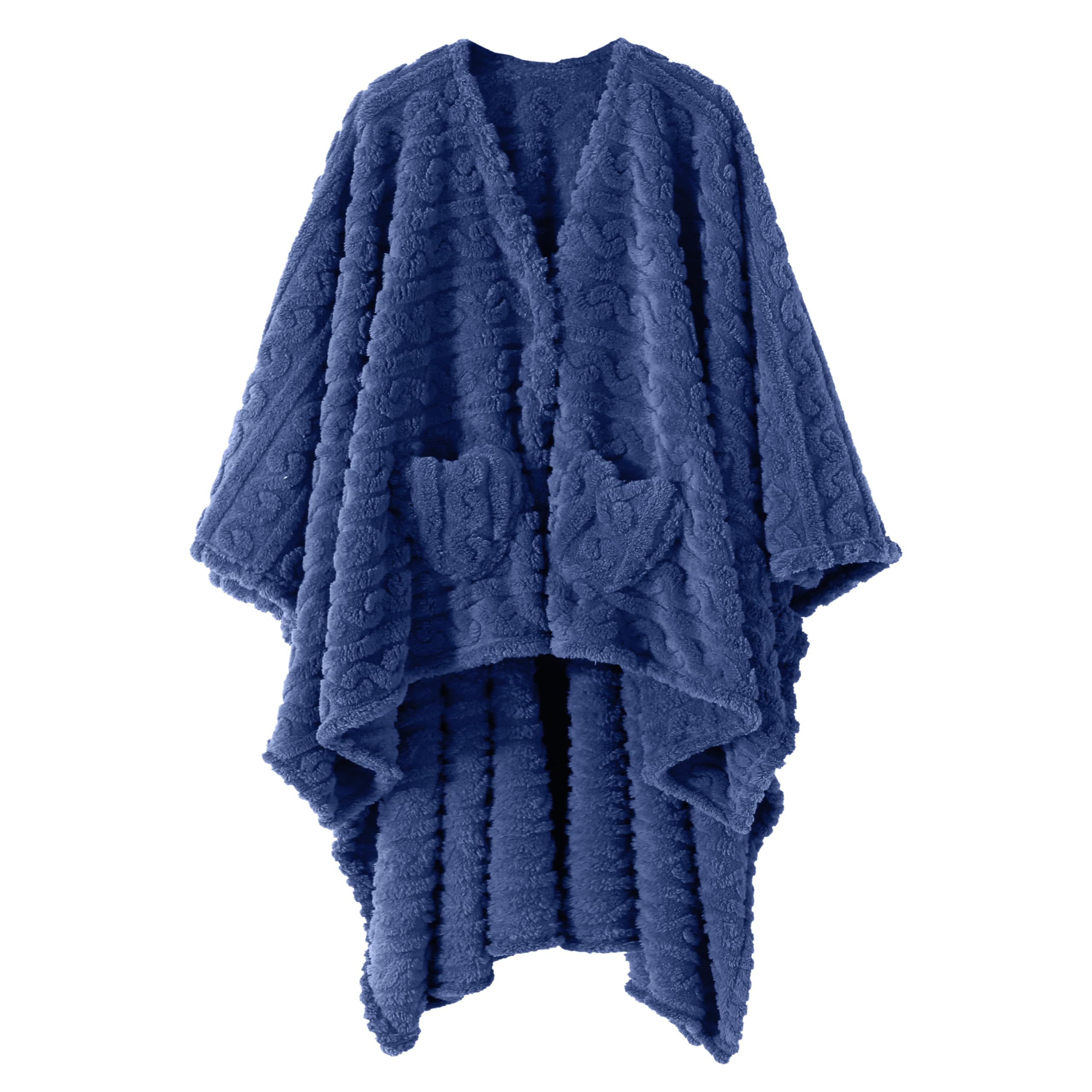 Wearable Blanket Poncho Cape Wrap for Adult, Cozy Sherpa Fleece Pocketed Shawl TV Throw Blankets for Office and Lounge(Caramel,58'' x 64'')