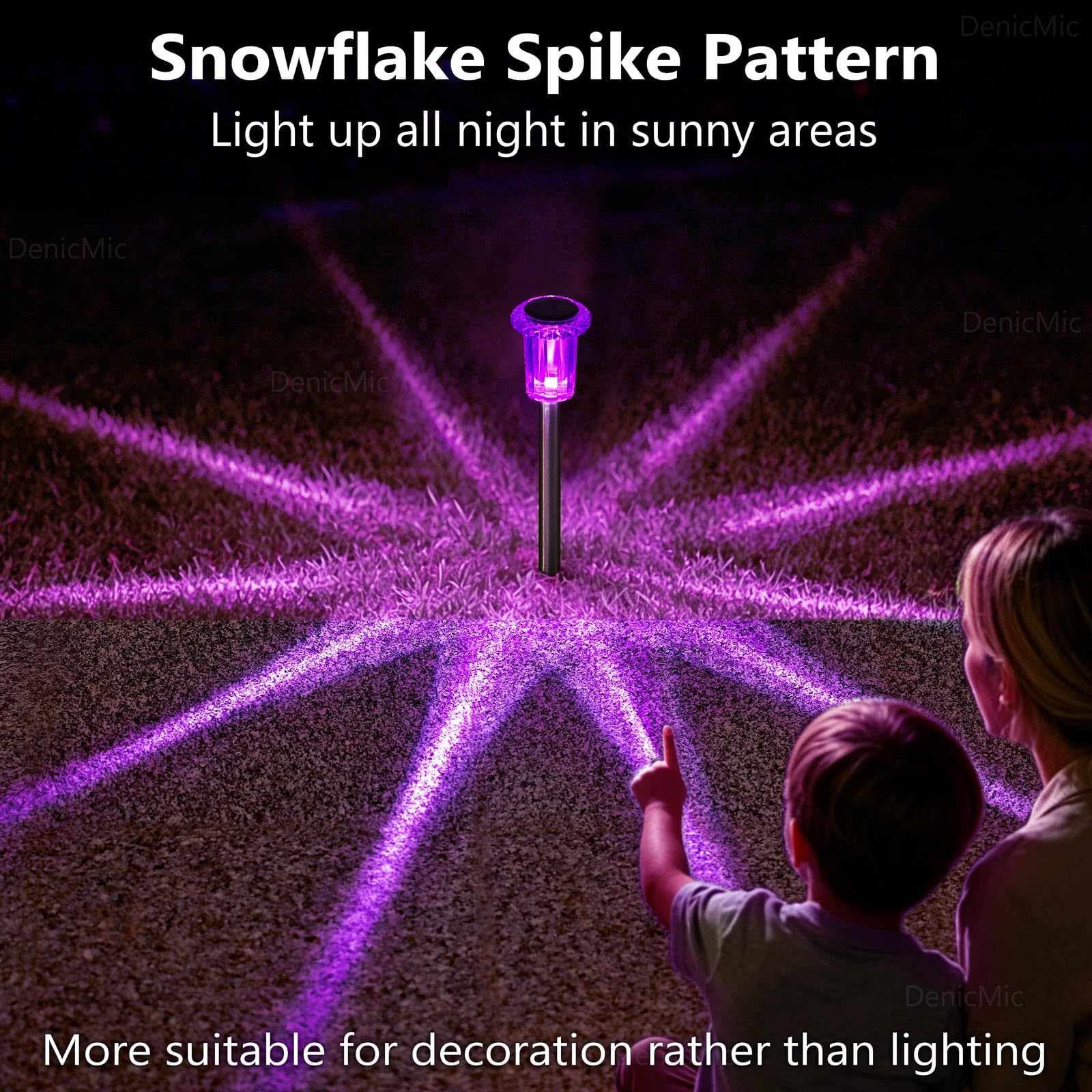 DenicMic Solar Lights Outdoor 10 Pack Waterproof 6000K Cold White LED Stainless Steel Stake Outside Lights for Yard Pathway Garden Driveway Walkway Landscape Path Lighting