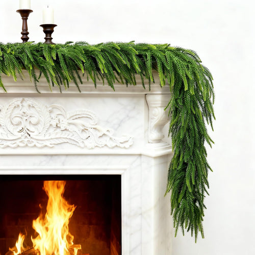 6FT Cedar Garland, Luxury 140 Tips Real Touch Christmas Garland, Artificial Winter Pine Garland for Mantle Table Stairs Wall, Outdoor Christmas Decorations Indoor Greenery Garlands Holiday Decorations