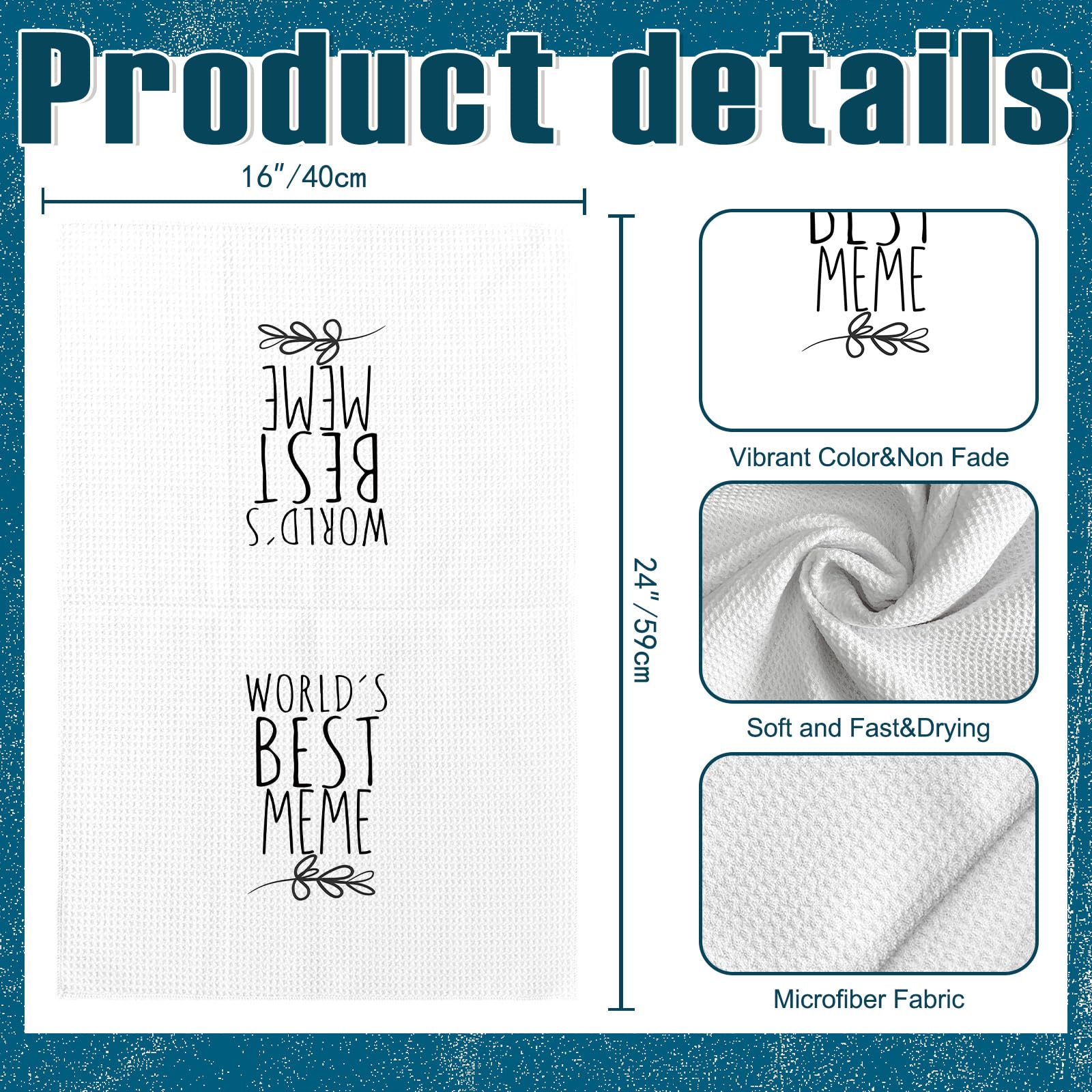 World's Best Grandparents Kitchen Towels, Grandparent Gifts for Grandma Grandpa, Grandparents Gifts from Grandchildren, Father's Day Tea Towels Kitchen Hand Towels 16x24 Inch