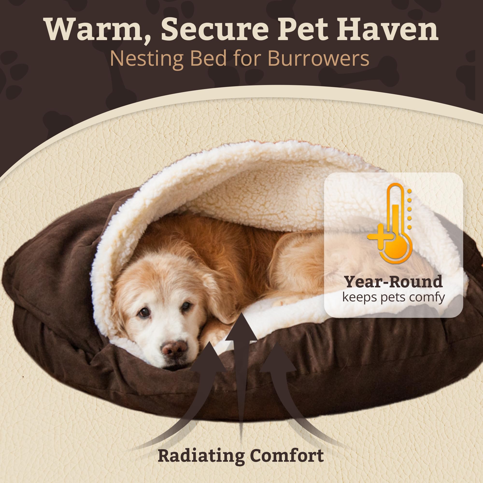 Snoozer Cozy Cave Dog Bed - Indoor Dog Bed with Cover Cave, Covered Calming Burrow for Small Sized Pets with Blanket Attached, Enclosed, Removable Washable Cover - Small, Navy
