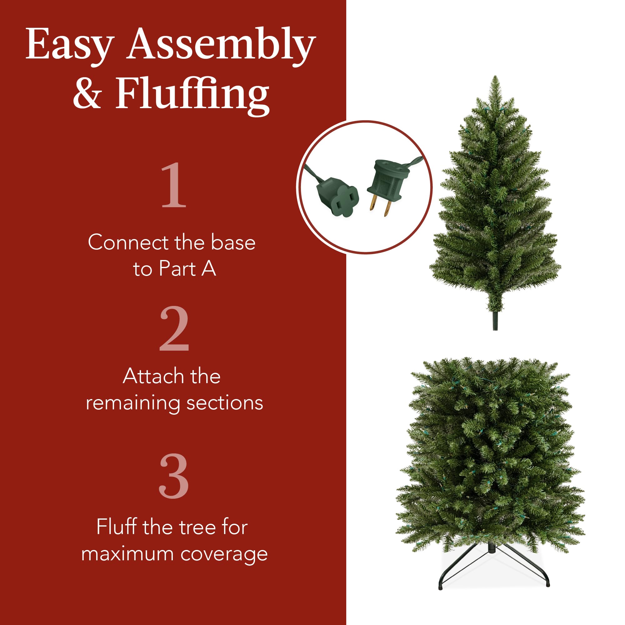 Best Choice Products Prelit Pencil Christmas Tree, 6ft Premium Artificial Tree, Realistic Lighted Spruce Holiday Decor w/Warm White Lights, Base