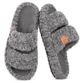 EverFoams Womens Fuzzy Open-toe Slippers Soft Comfy Memory Foam Indoor House Shoes
