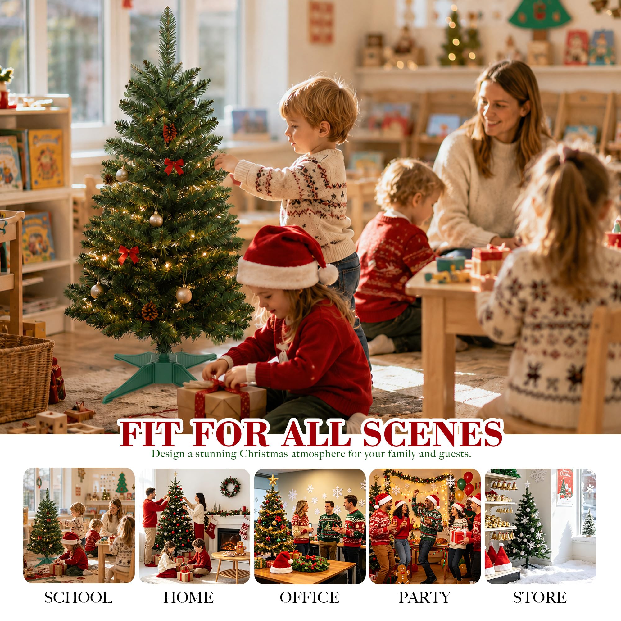 Small Christmas Tree 3FT Artificial Desktop Xmas Tree for Holiday Decor 160 Branch Tips,Green