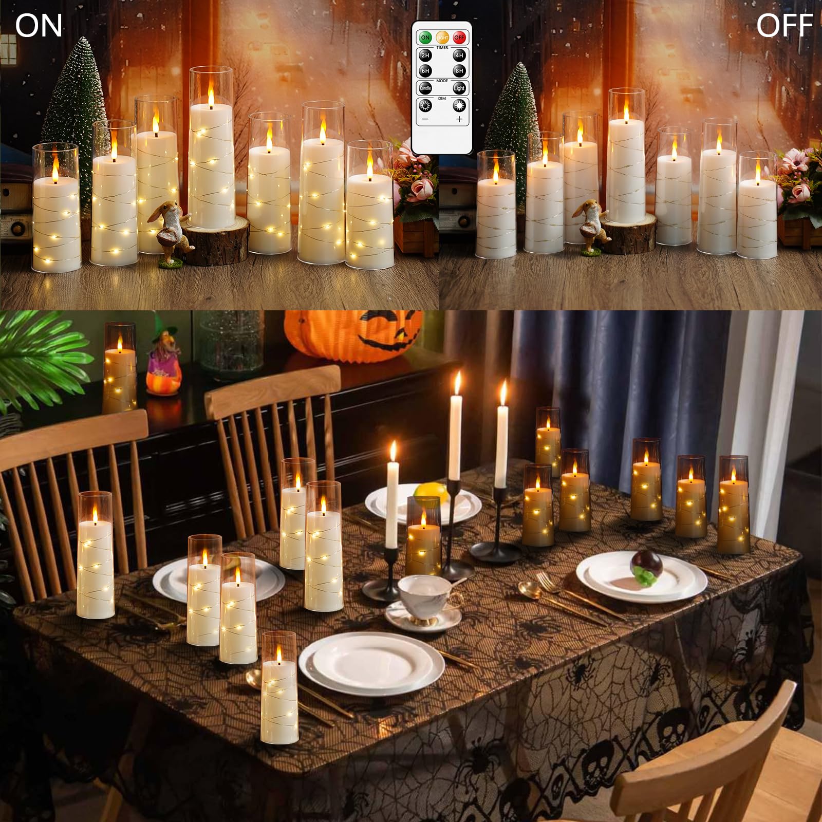 kakoya Flameless LED Candles with Timer 5 Pc Flickering Flameless Candles for Romantic Ambiance and Home Decoration Stable Acrylic Shell,with Embedded Star String，Battery Operated Candles（Red）