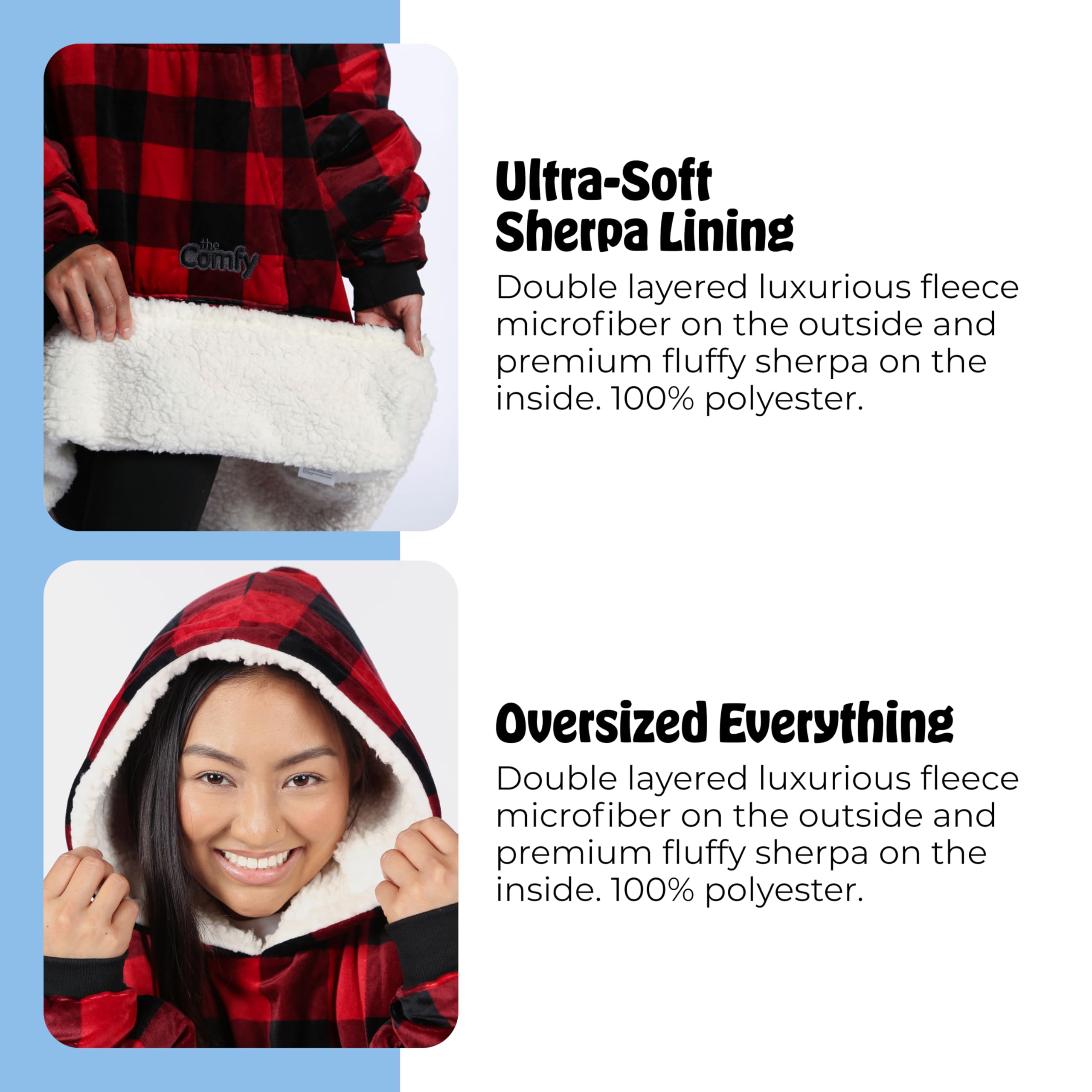 THE COMFY Original | From Shark Tank | Patented | Oversized Sherpa Wearable Blanket Hoodie| Gift for Women & Men | One Size