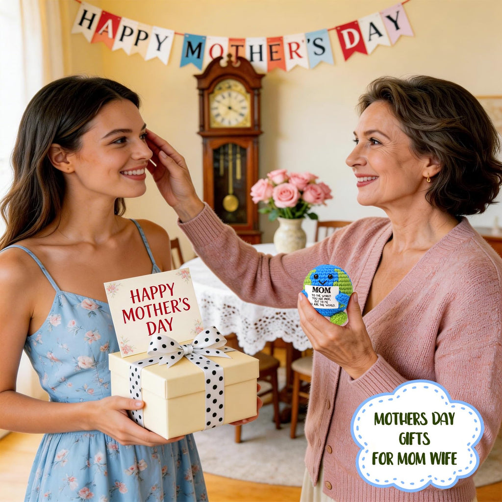 Mothers Day Gifts for Moms Wife Birthday Gift for Mom from Daughter Best Mom Ever Gifts Easter Eggs Filled Basket Stuffers Mothers Day Decorations New Bonus Step Mama Earth Crochet Gift I Love You Mum