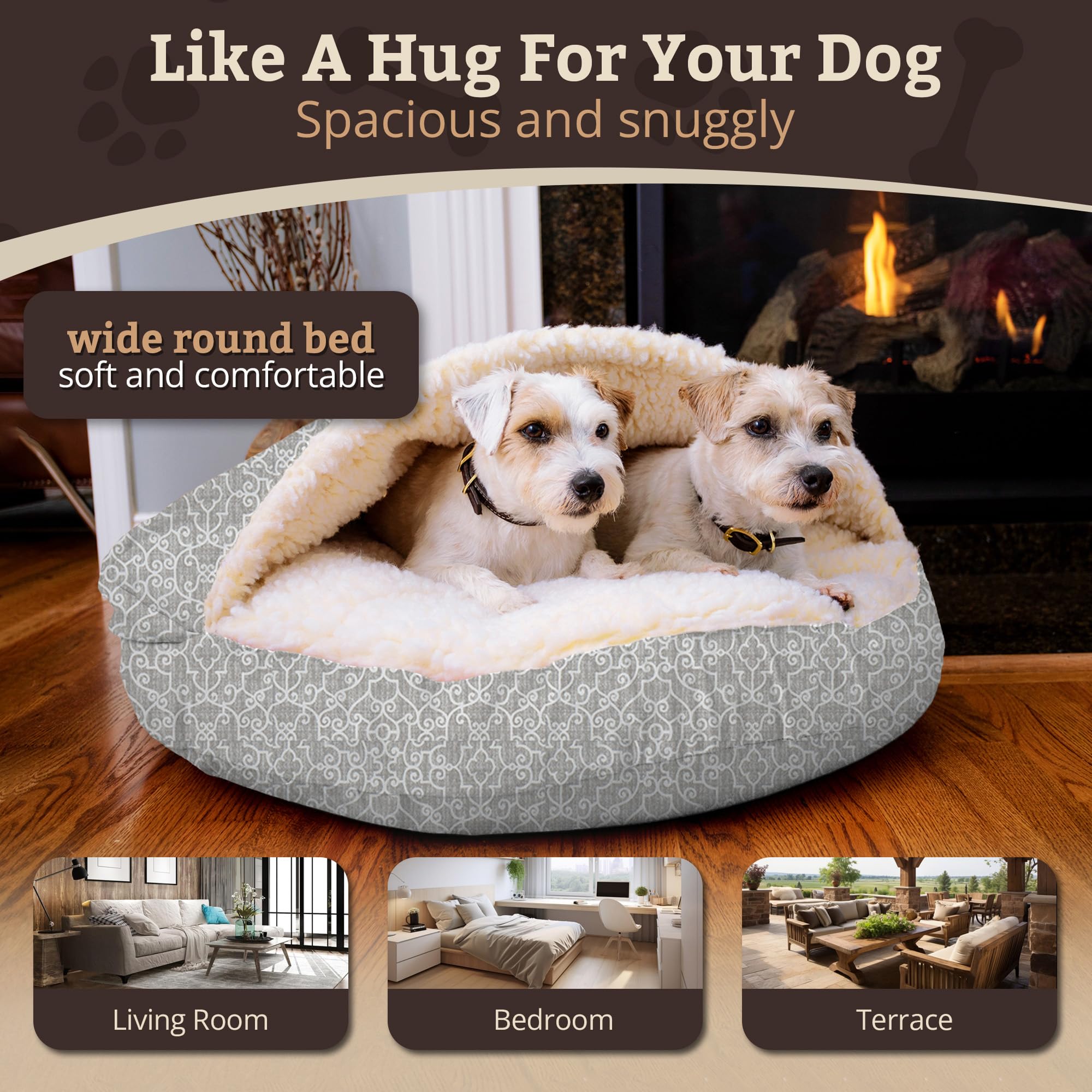 Snoozer Cozy Cave Dog Bed - Indoor Dog Bed with Cover Cave, Covered Calming Burrow for Small Sized Pets with Blanket Attached, Enclosed, Removable Washable Cover - Small, Navy