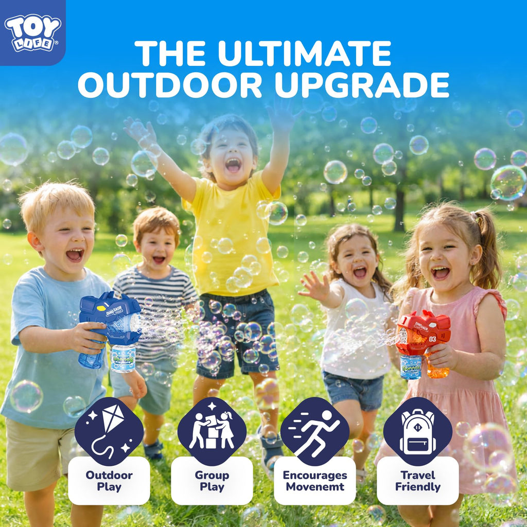 TOY Life 3 Pack Bubble Guns for Kids, Automatic Bubble Blower, Leakproof & Lightweight, Outdoor Summer Toys for Beach Travel, Easter Basket Stuffer, Party Favor, Birthday Gift for Toddlers Boys Girls