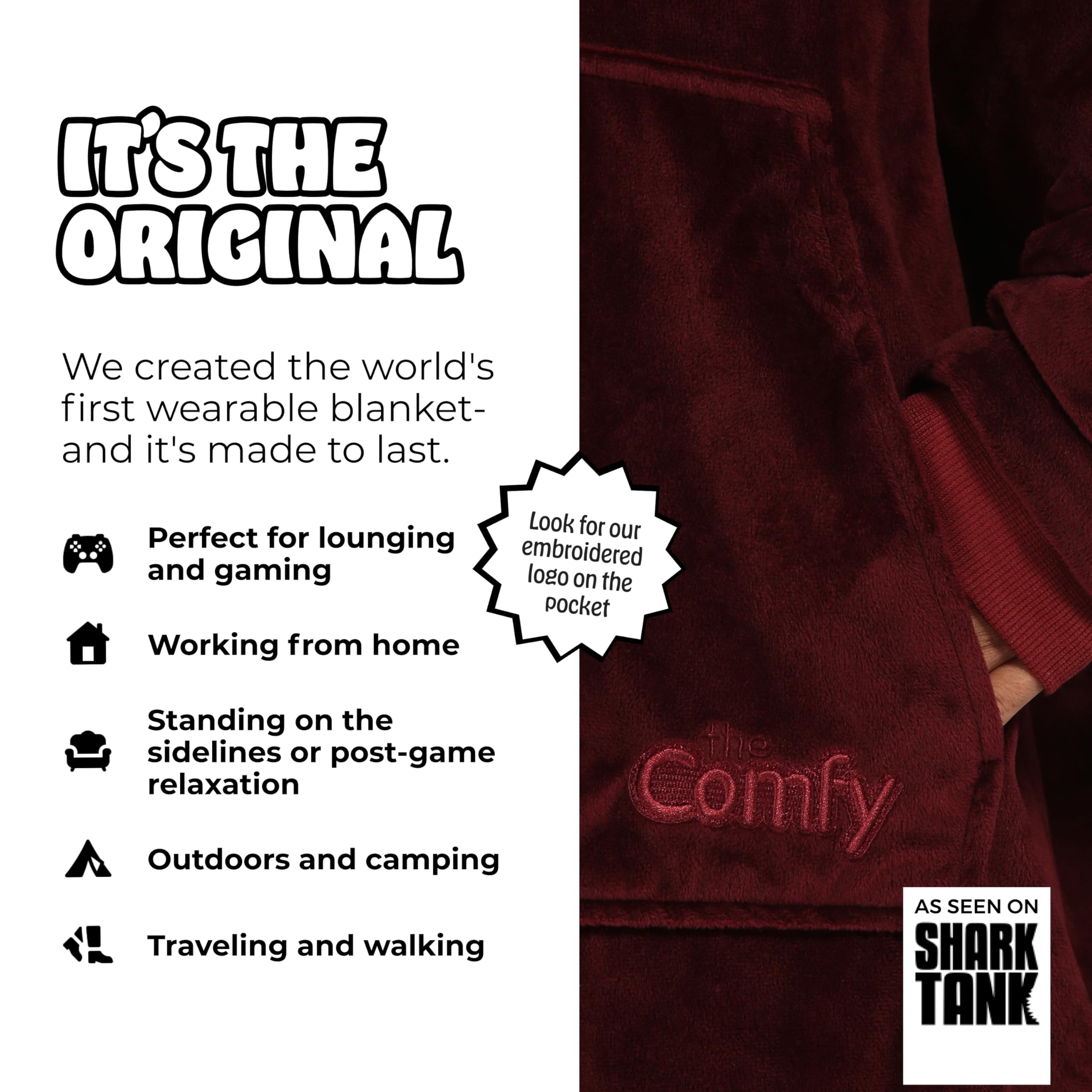 THE COMFY Original | From Shark Tank | Patented | Oversized Sherpa Wearable Blanket Hoodie| Gift for Women & Men | One Size