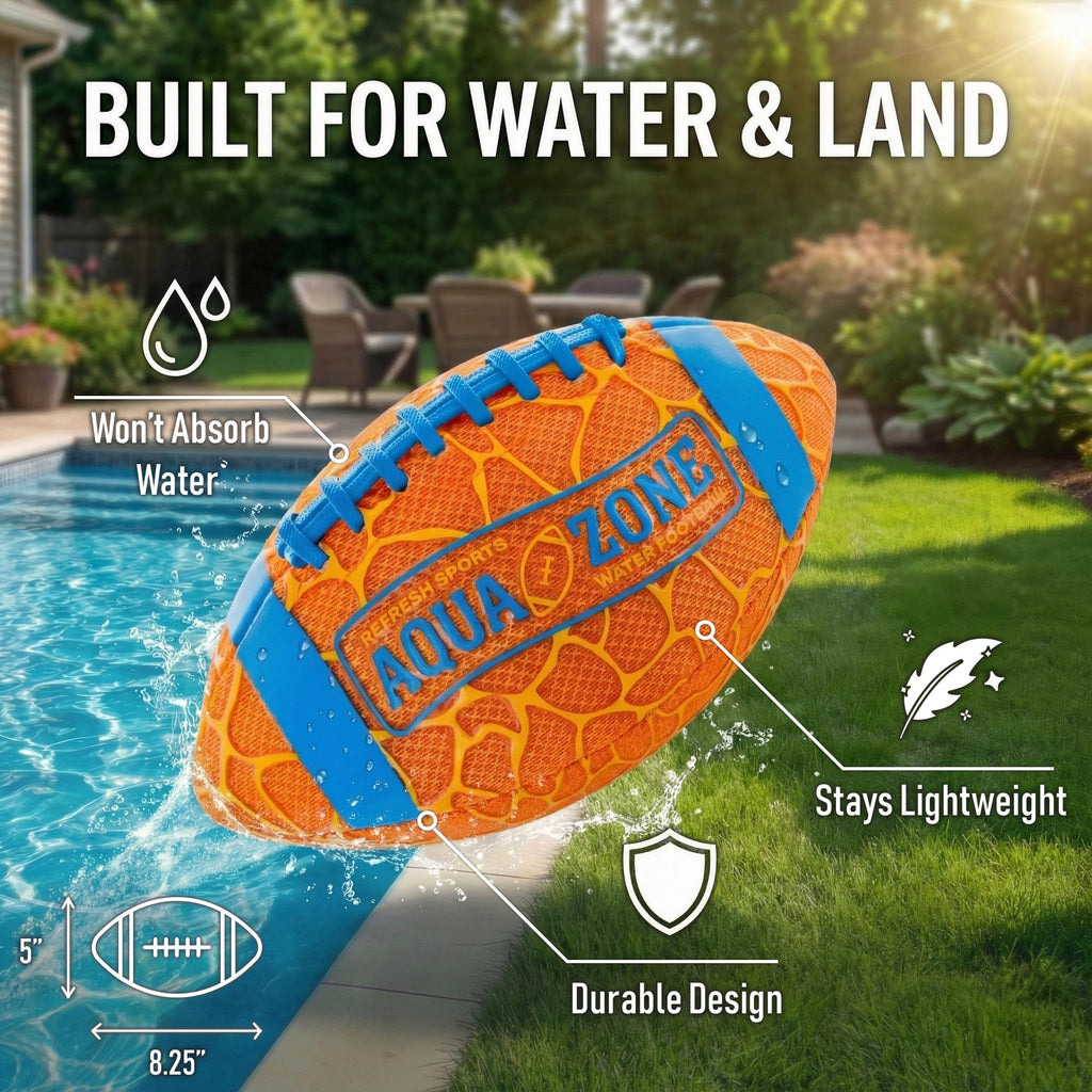 Water Football for Pool & Beach - Best Pool Toys for Kids All Ages - Easy Grip & Soft to Catch Footballs - Fun Outdoor Sports Beach Toys - Pool Gifts for Kids 5 6 7 8 9 10 11 12 + Year Old Boy & Girl