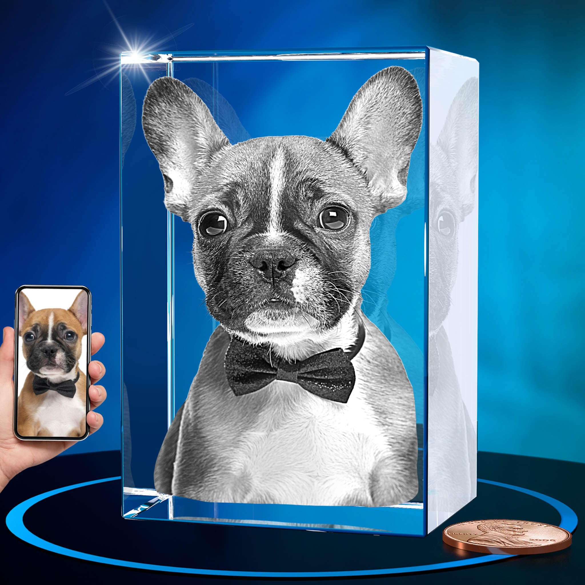 ArtPix 3D Crystal Photo, Personalized Dog Memorial Gifts with Your Own Photo for Dog Lovers, Pet Owners, 3D Laser Etched Picture, Engraved Crystal in Memory of Dog, Customized Gifts